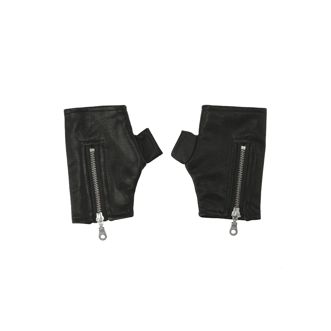 Fingerless Leather Zip Gloves – ap0cene Fingerless Leather Zip Gloves – ap0cene