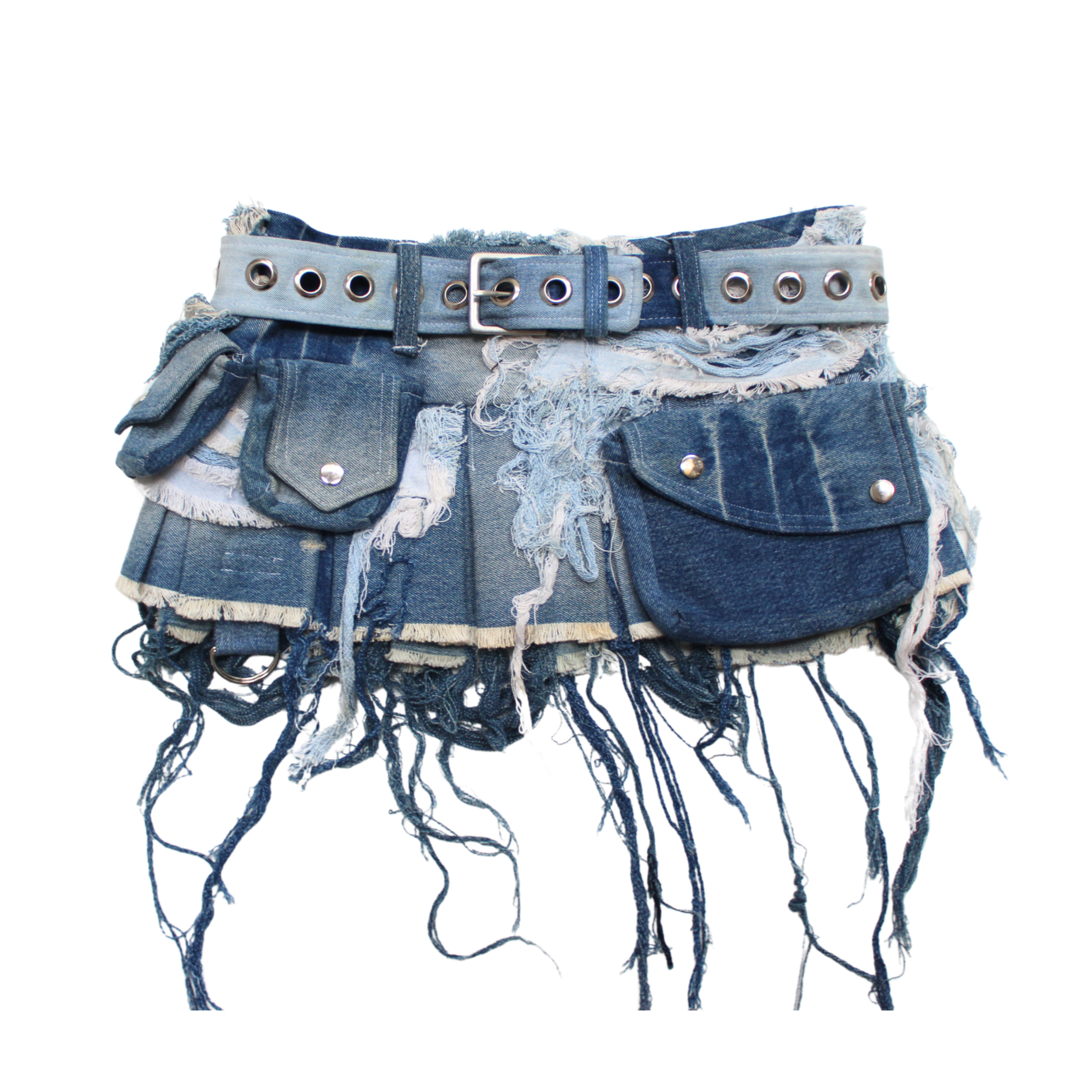 Distressed denim top skirt quilt