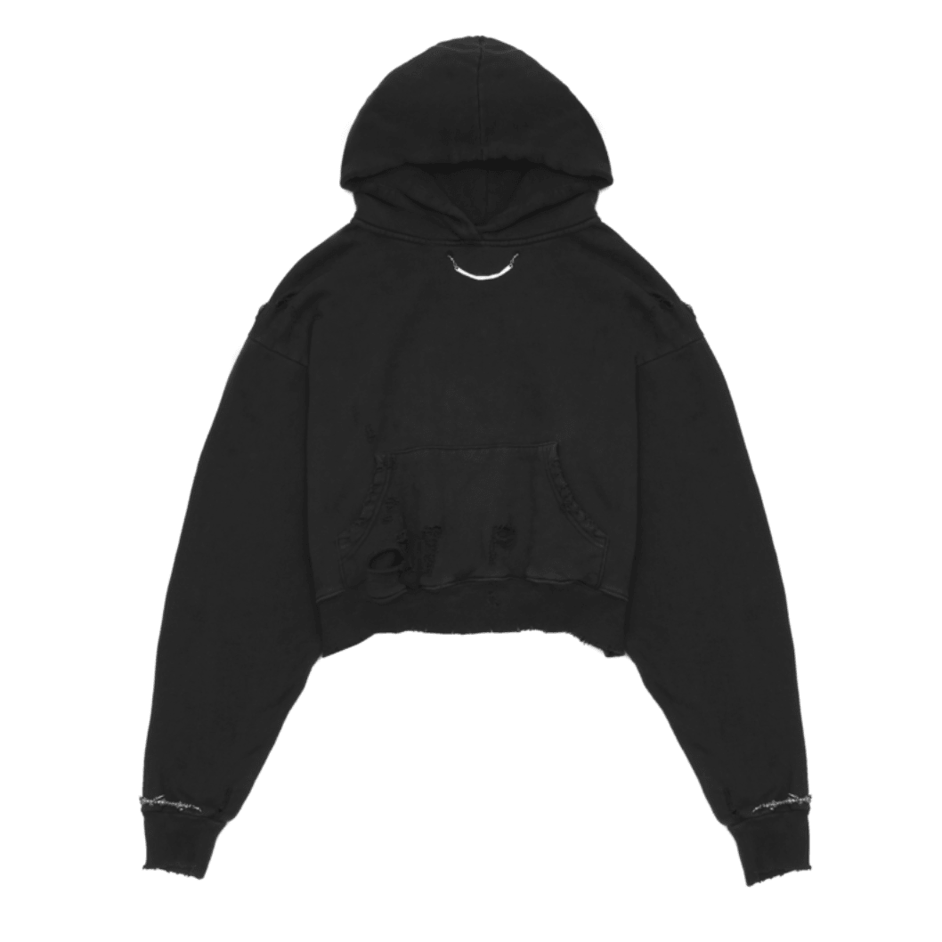 Distressed black hoodie clearance