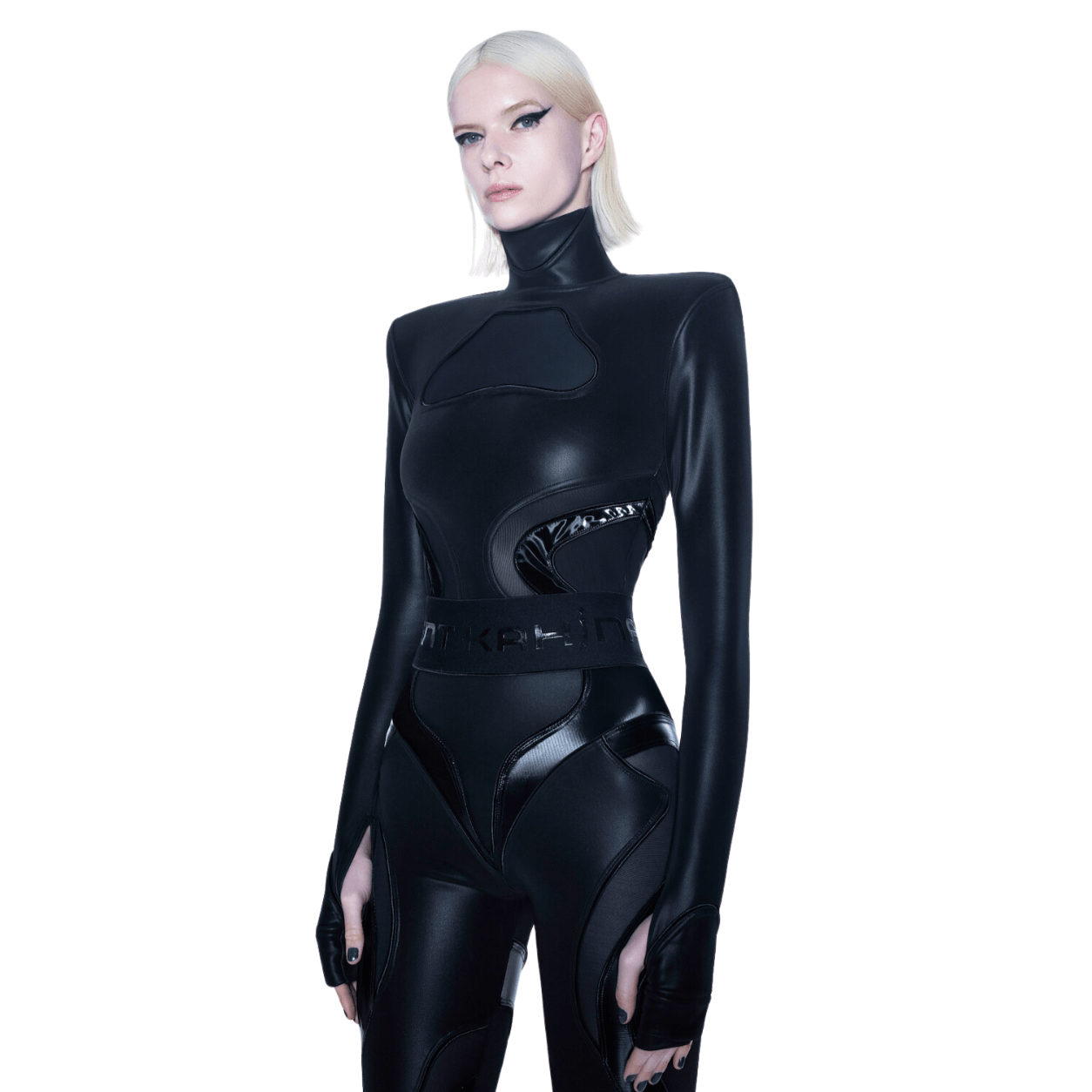 Black leather turtleneck hot sale