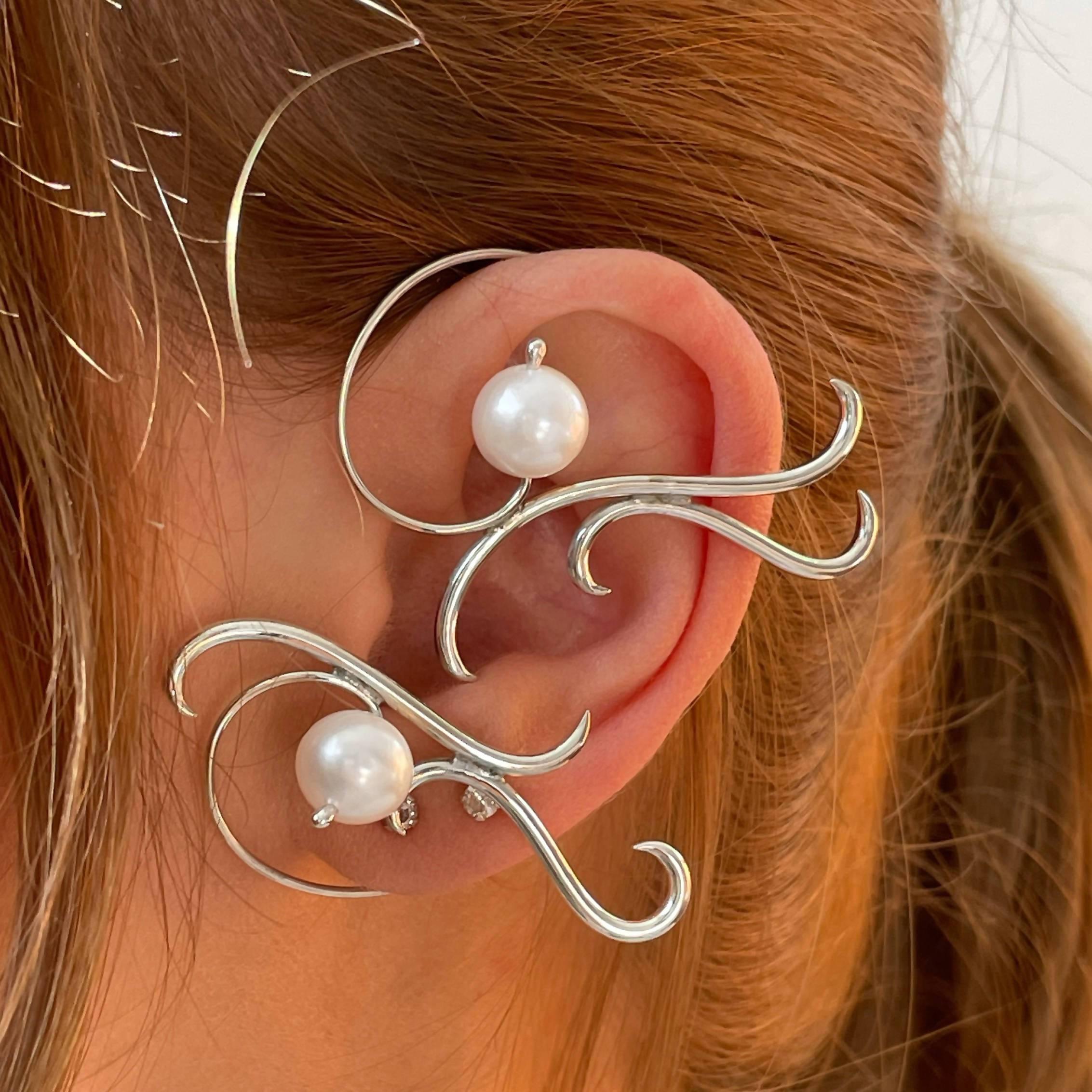 【HYERES LOR】Noailles antique pearl in-ear ear cuffs_full ☆HYERES LOR☆Noailles antique pearl in-ear ear cuffs full