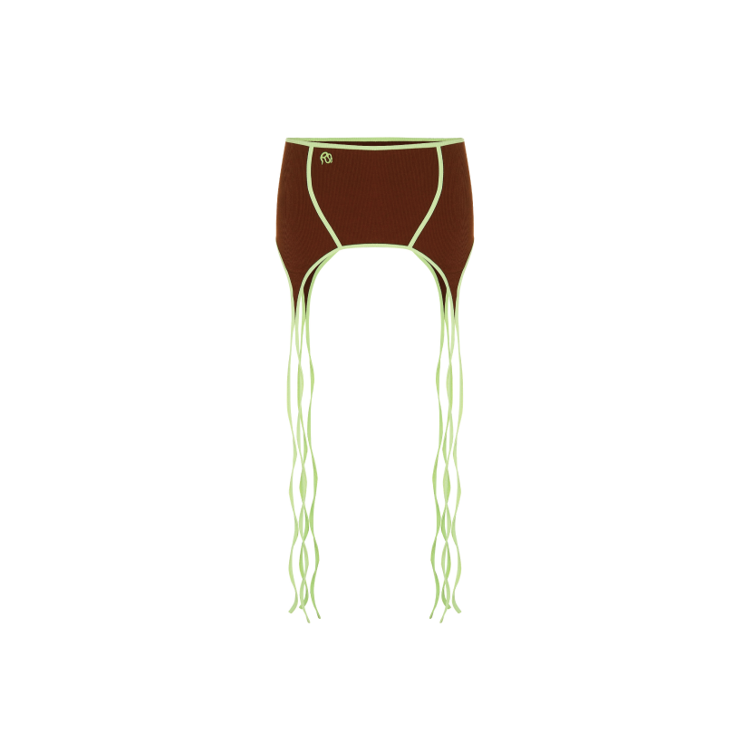 Ribbed Cotton Suspender in Brown