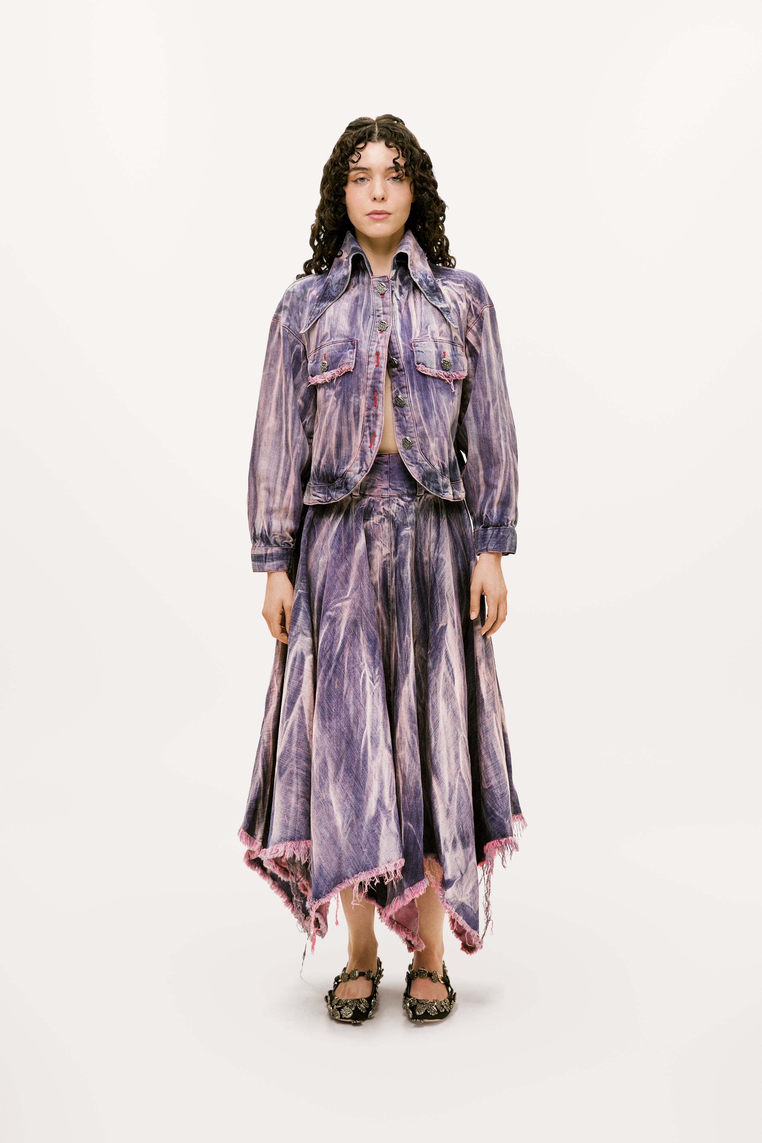 픽시 스트라이프 데님 스커트