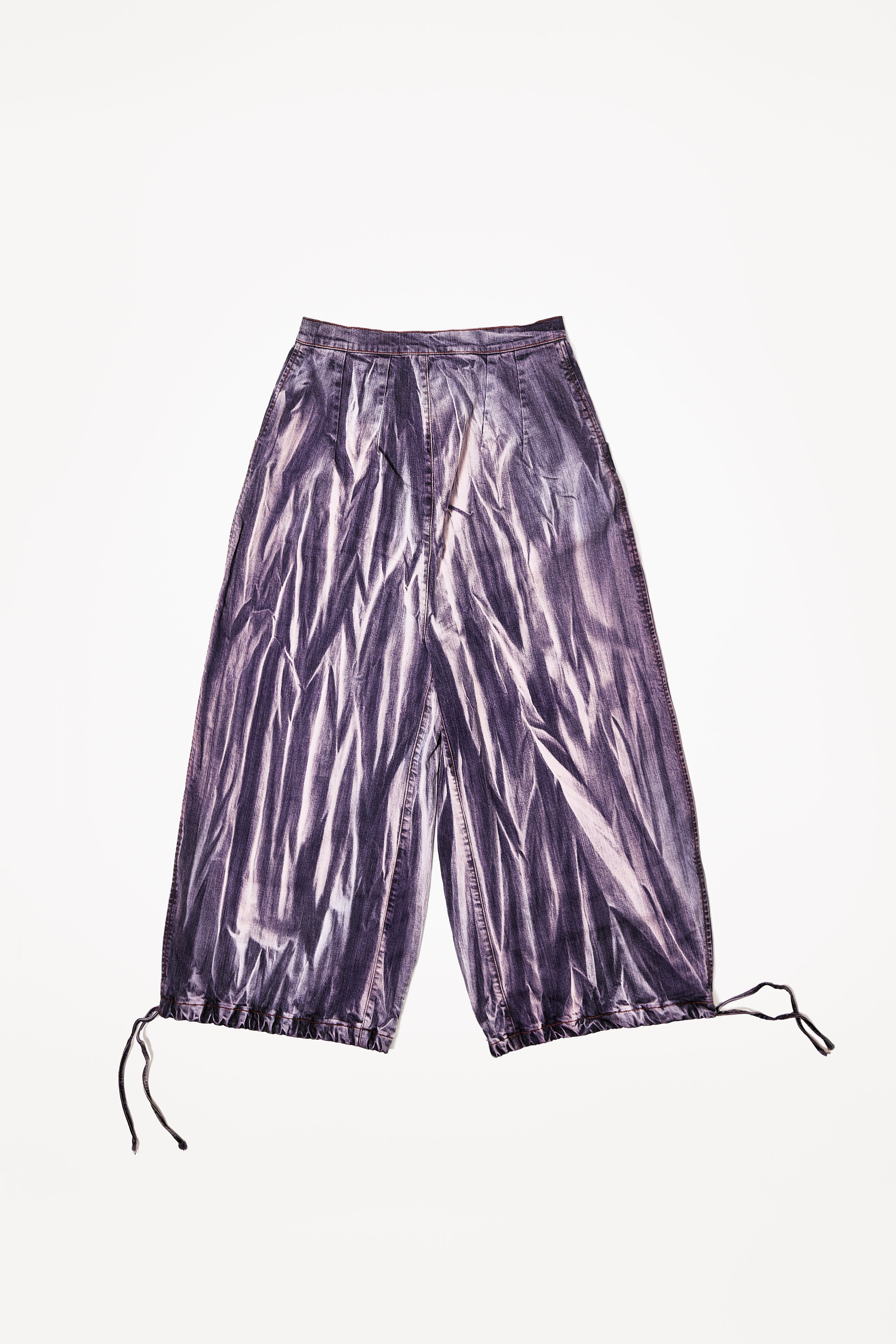 Balloon Striped Denim Pants in Red