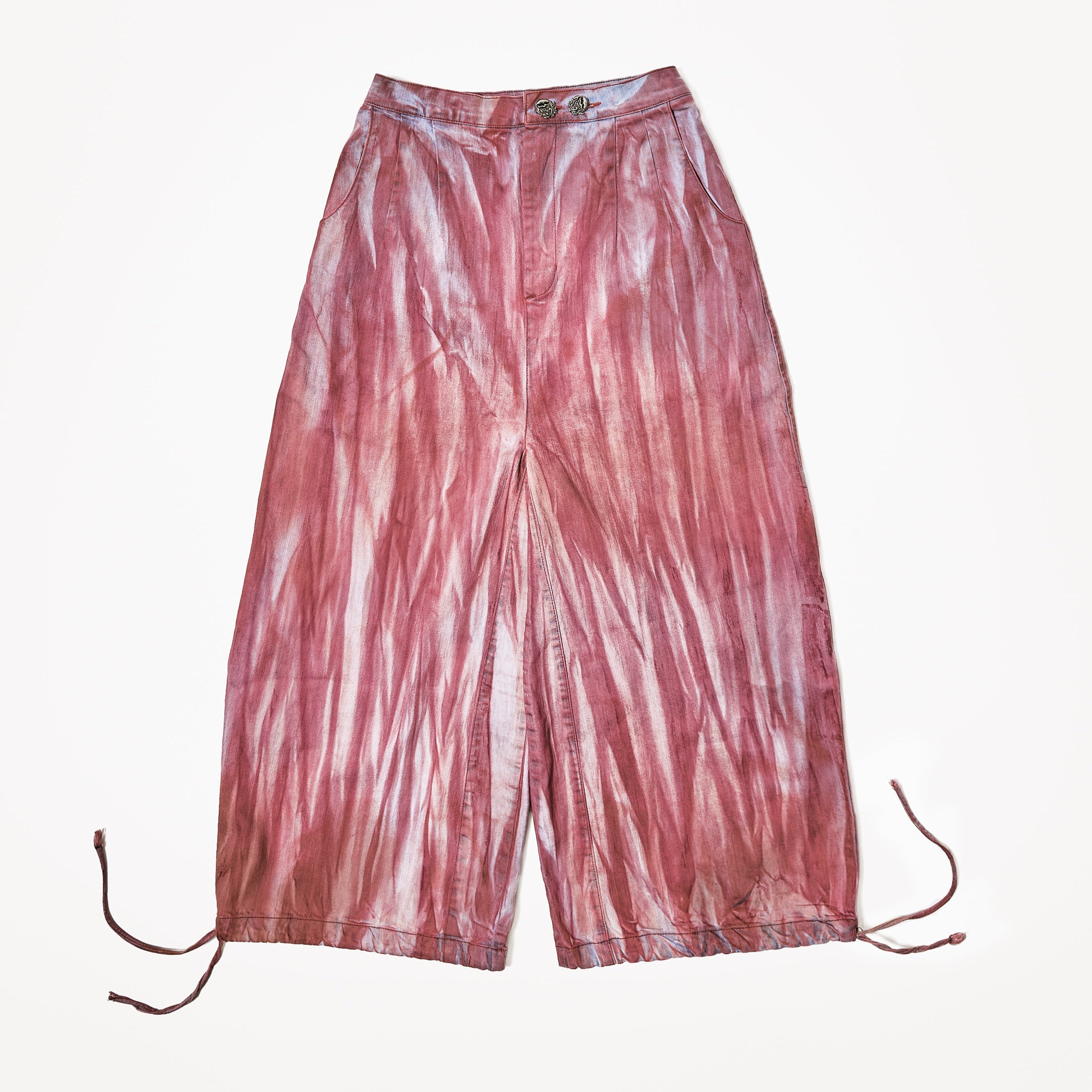 Balloon Striped Denim Pants in Red