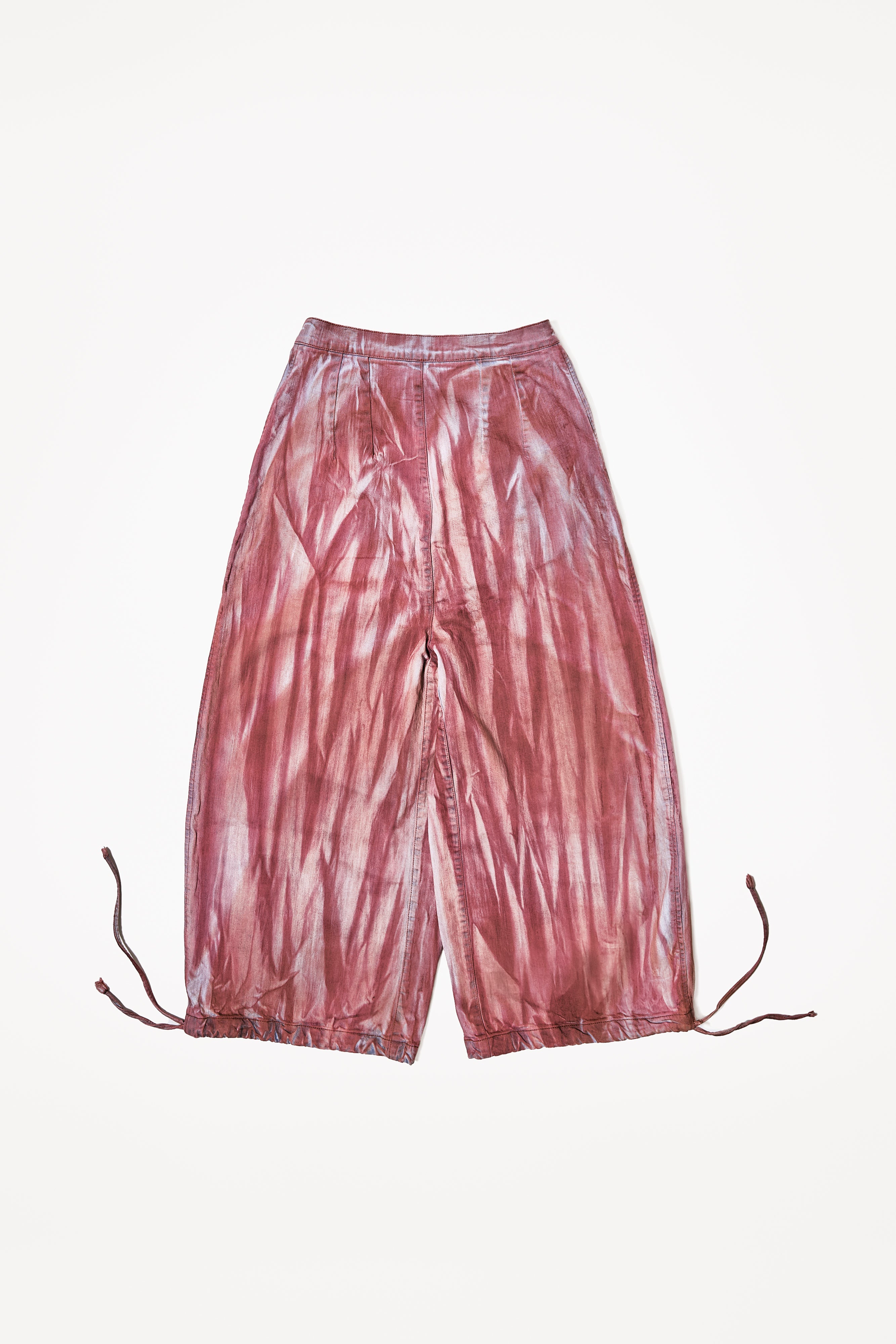 Balloon Striped Denim Pants in Red