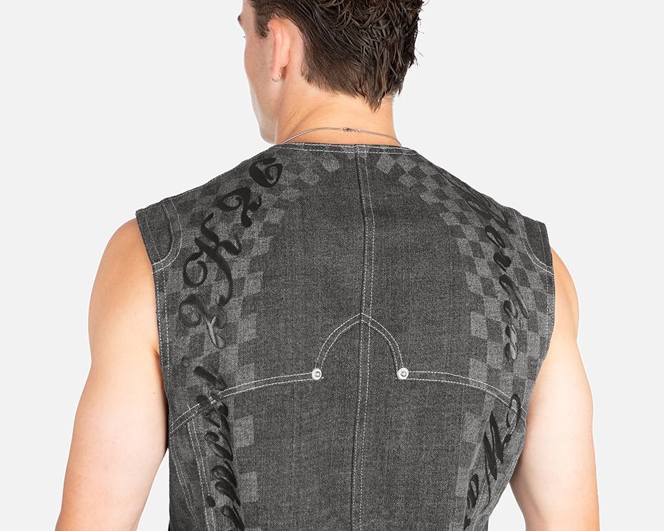 Script Denim Vest