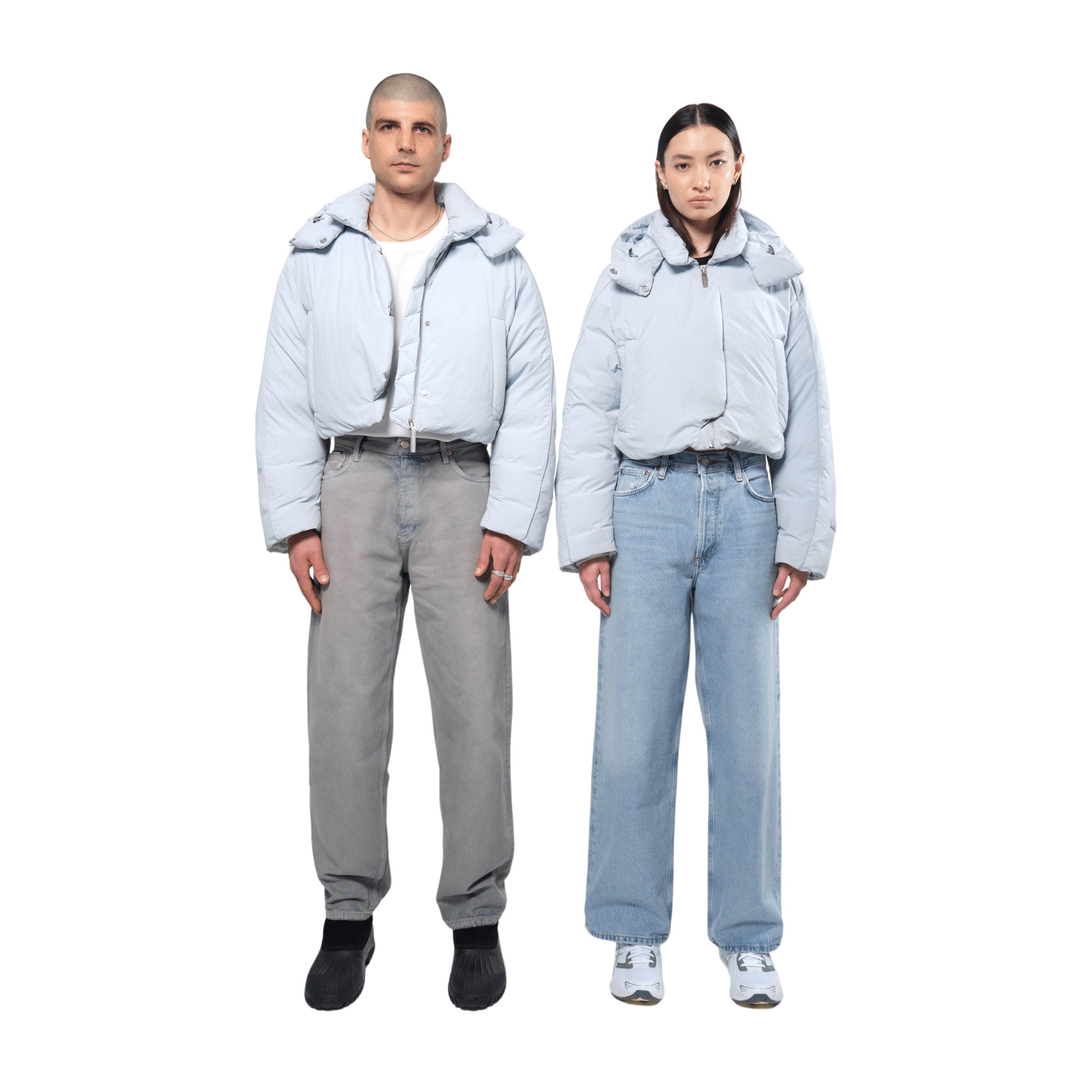 Re:다운 크롭 퍼퍼 재킷 아이스 블루