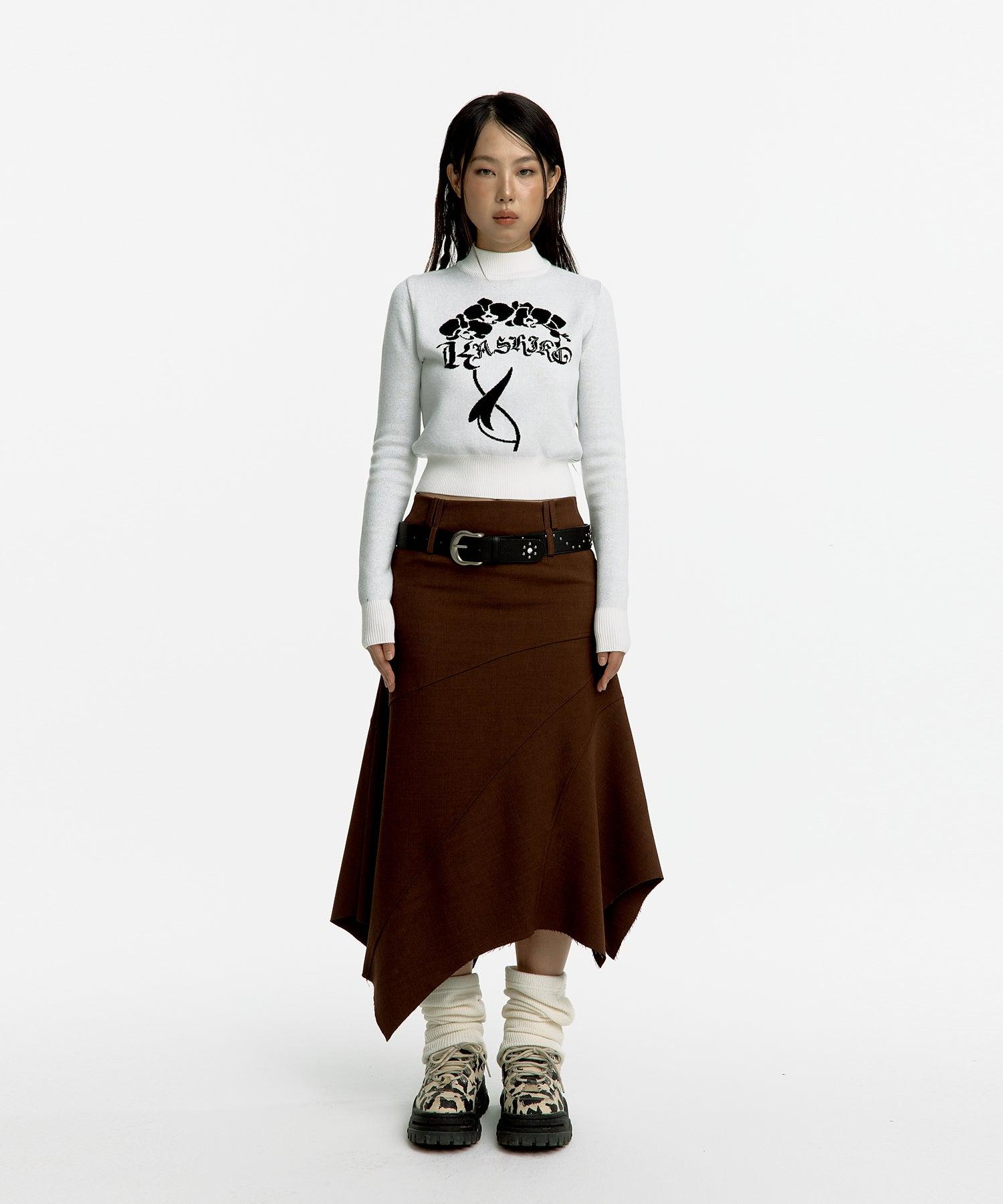 Paneled Gored Skirt in Black