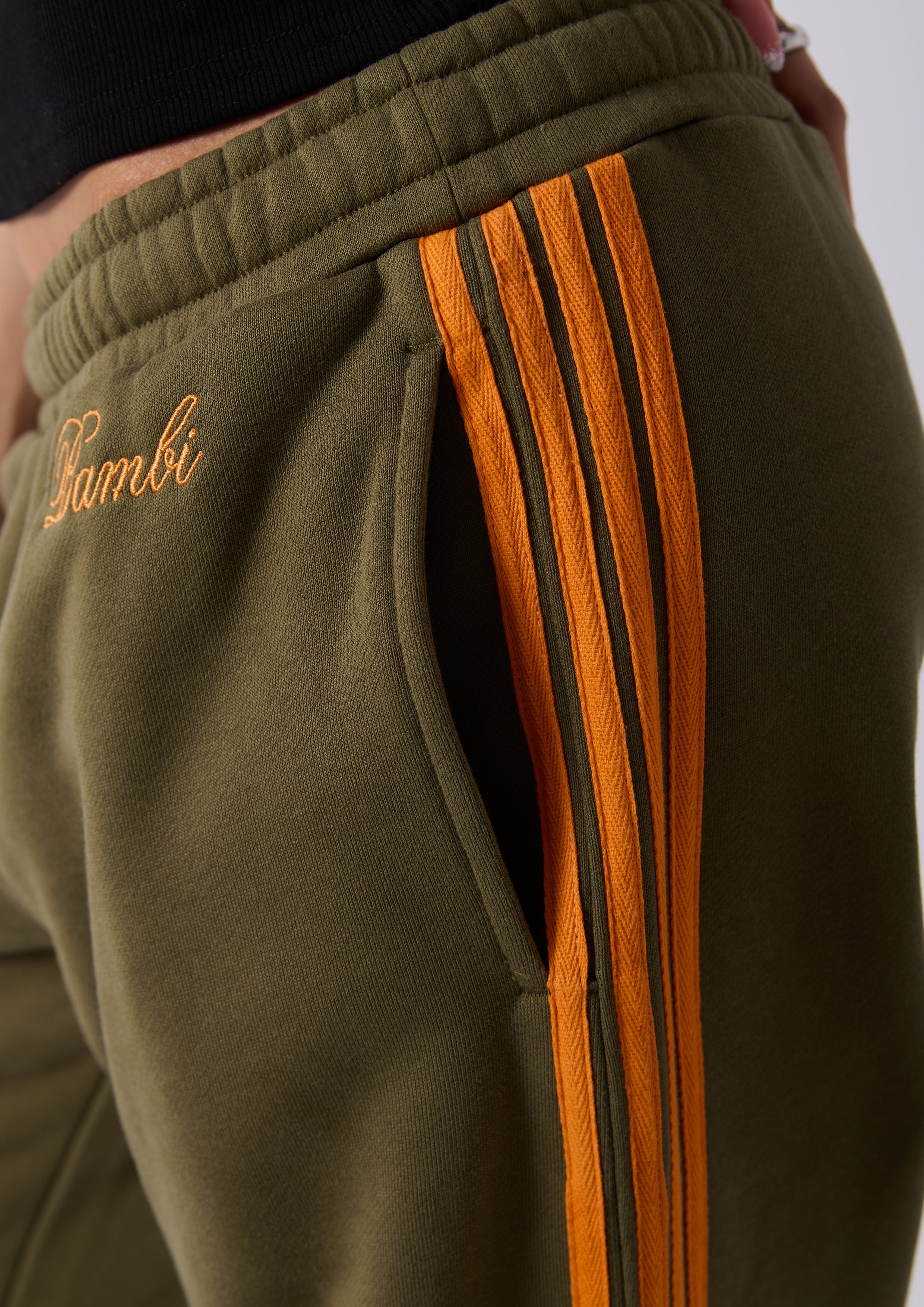 Lola Stripe Track Pant in Khaki