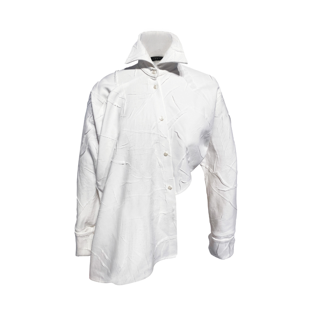 Creased High Collar Shirt