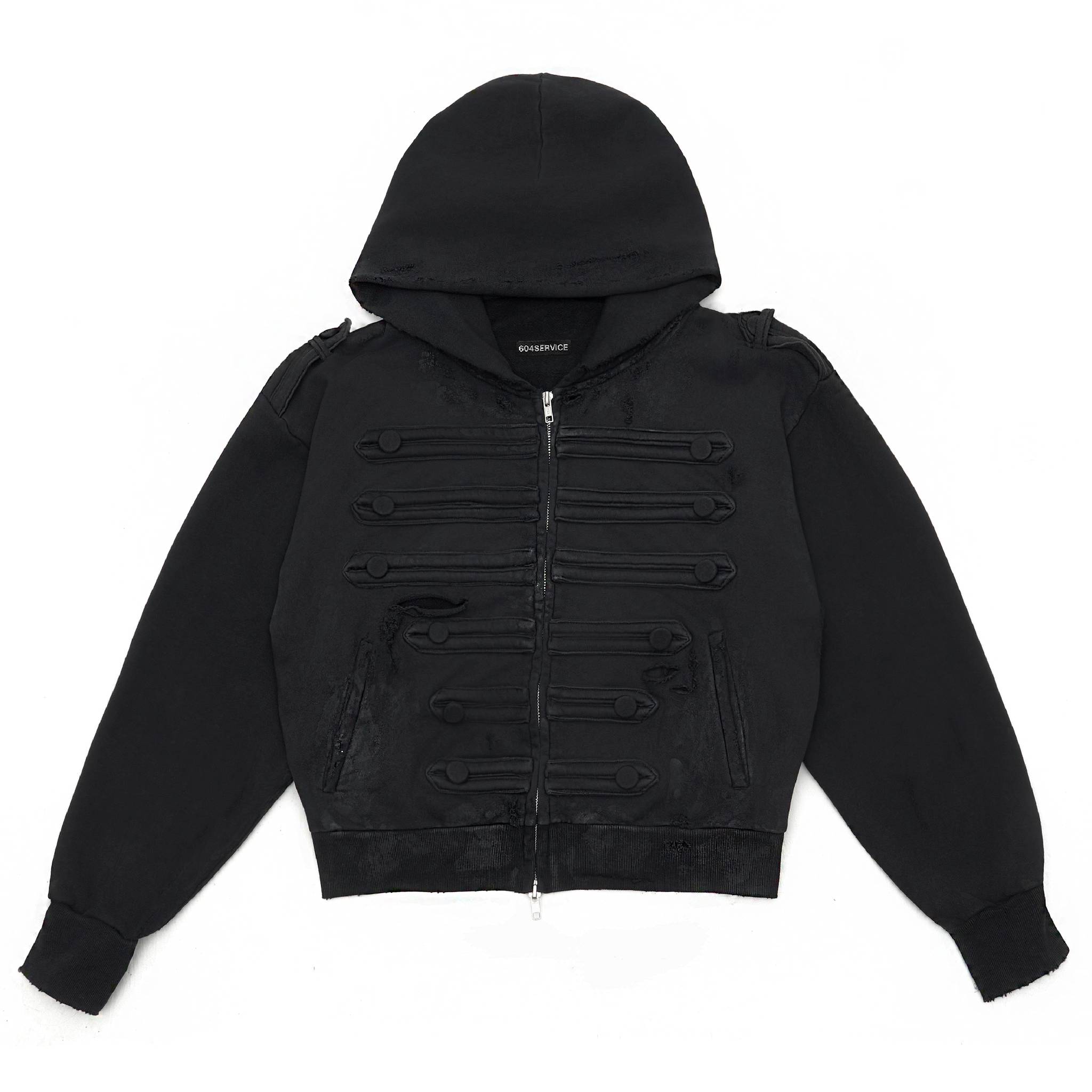 Army Distressed Hoodie Zip