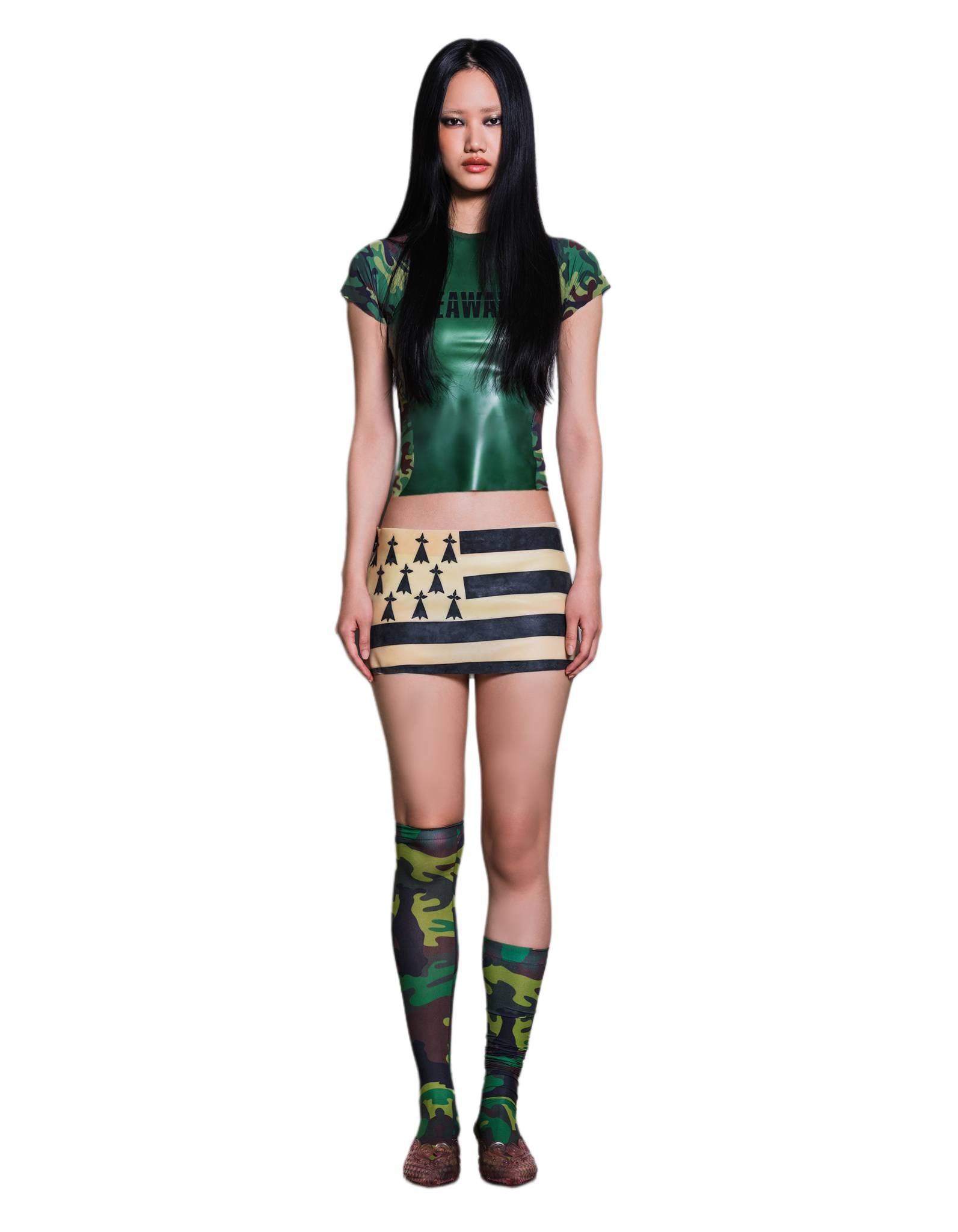 Latex Bretagne Flag Mini Skirt
