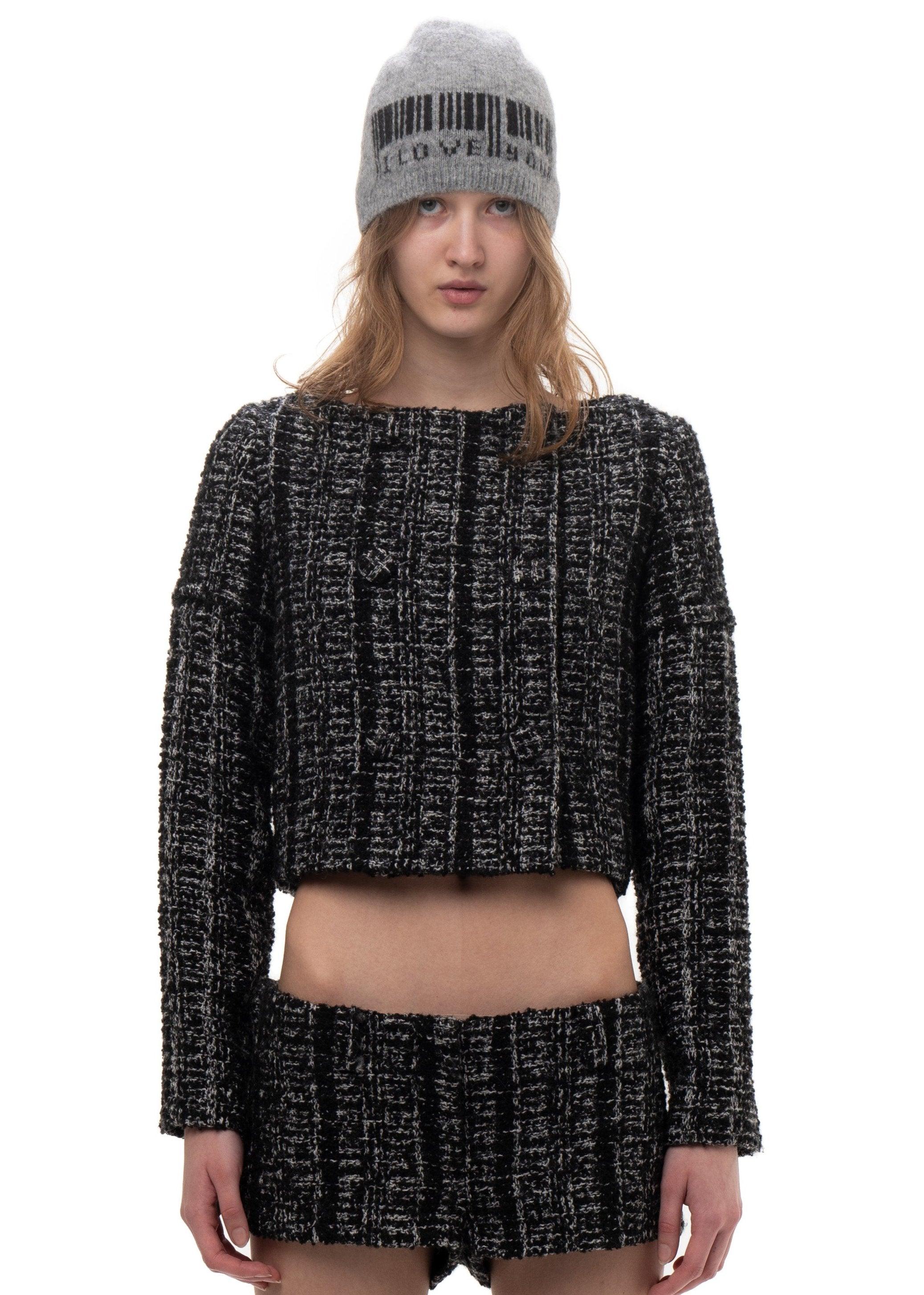 탈부착 가능한 슬리브 수트 재킷 트위드