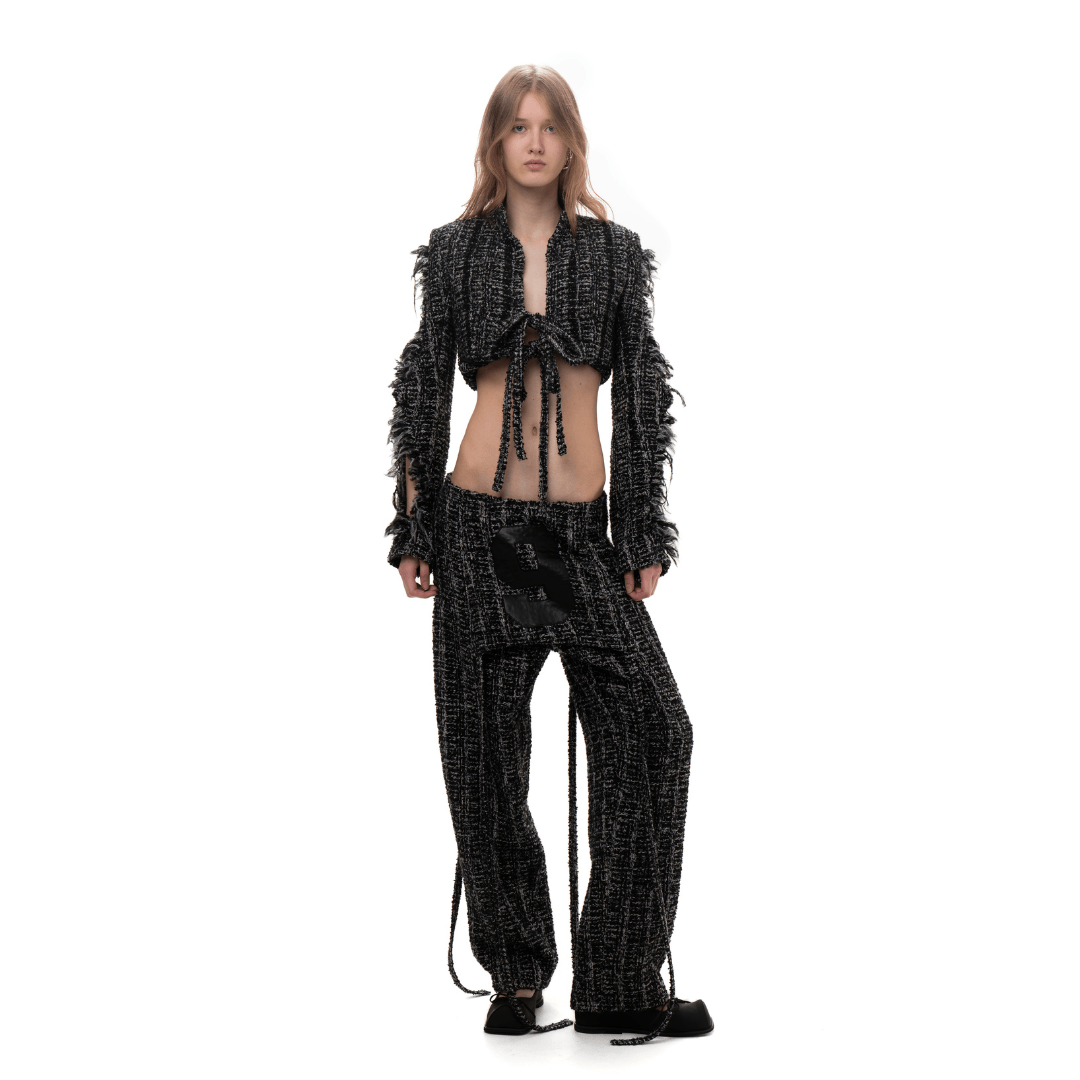 트위스트 슬리브 수트 재킷 숏