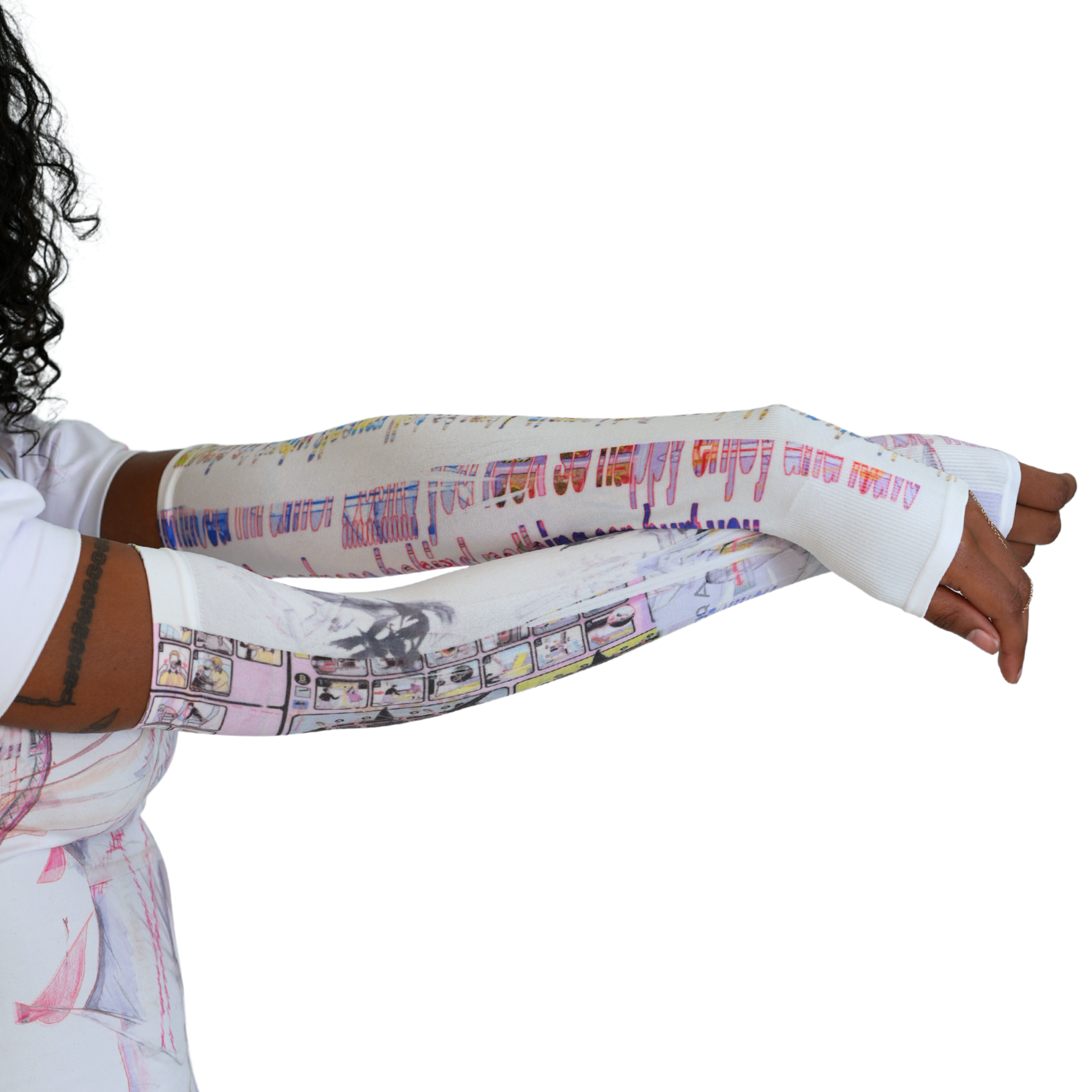 Printed Arm Warmers in White
