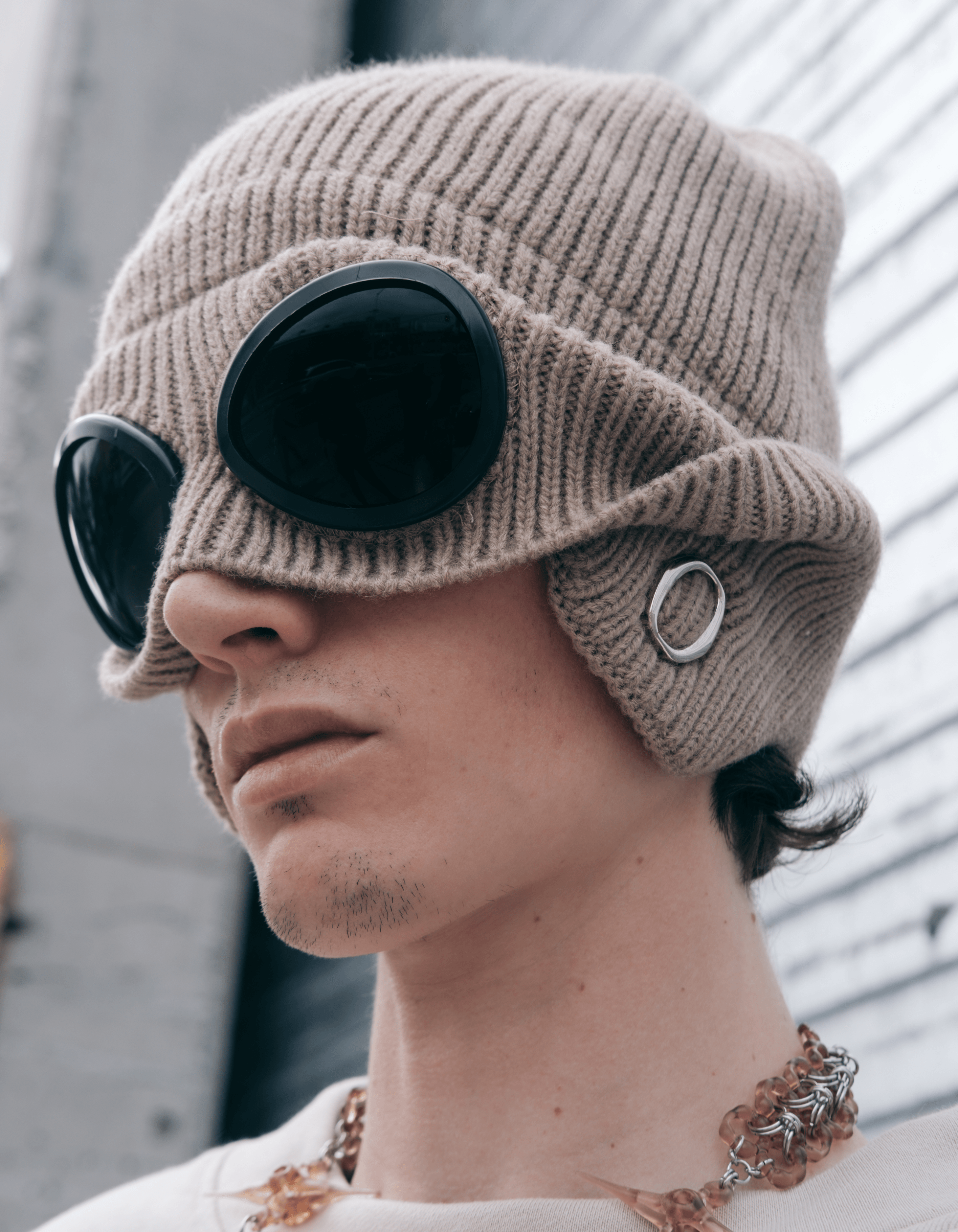 beanie and goggles MXM x Ap0cene Goggle Beanie in Sand