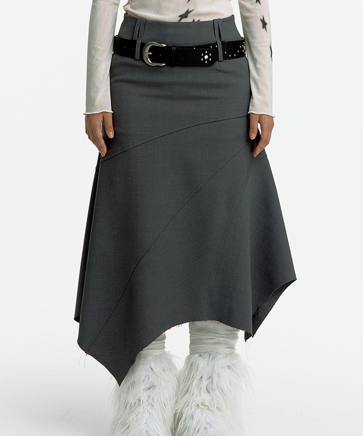 Paneled Gored Skirt in Brown