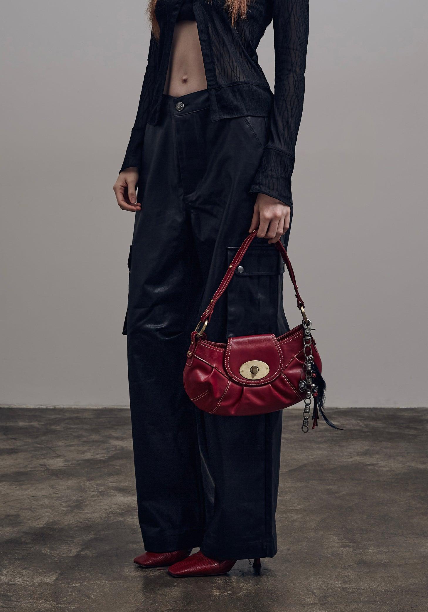 Coated Wide Cargo Pants