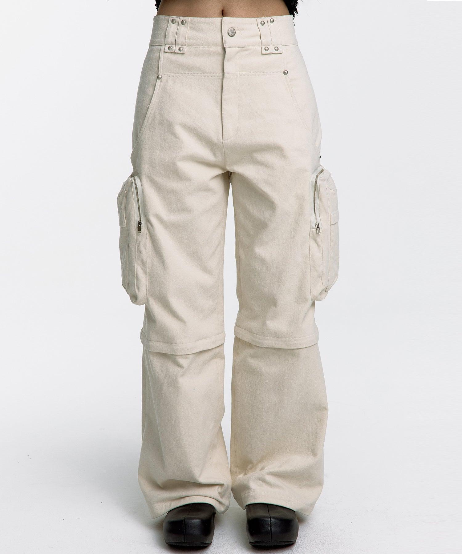 Detachable Cargo Pants in Cream