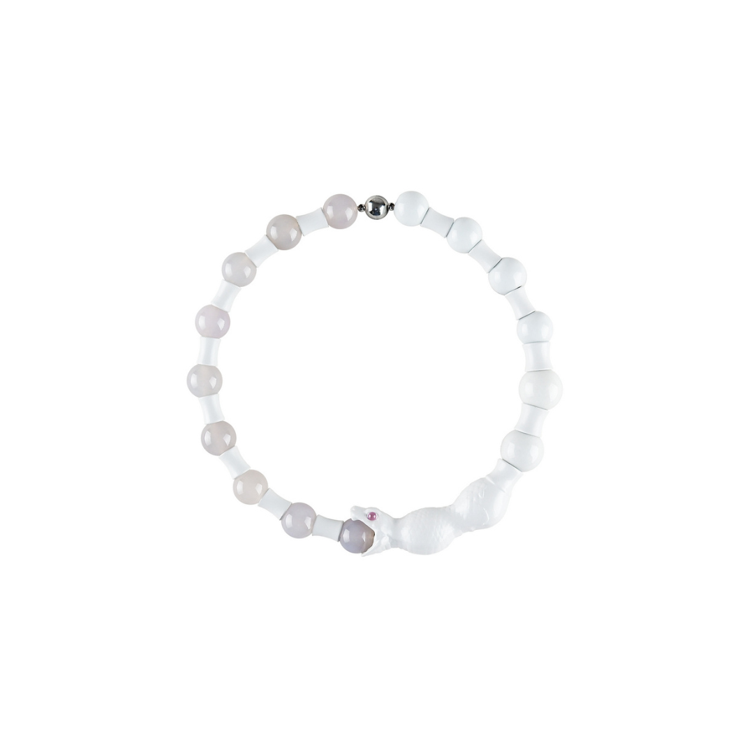 마노와 도자기 뱀 목걸이