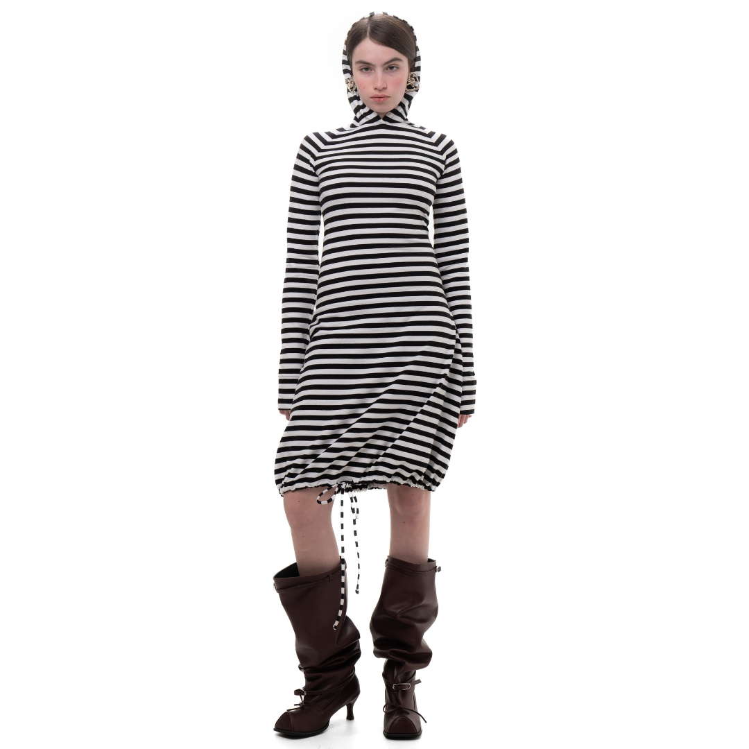 Hooded Striped Longsleeve Dress