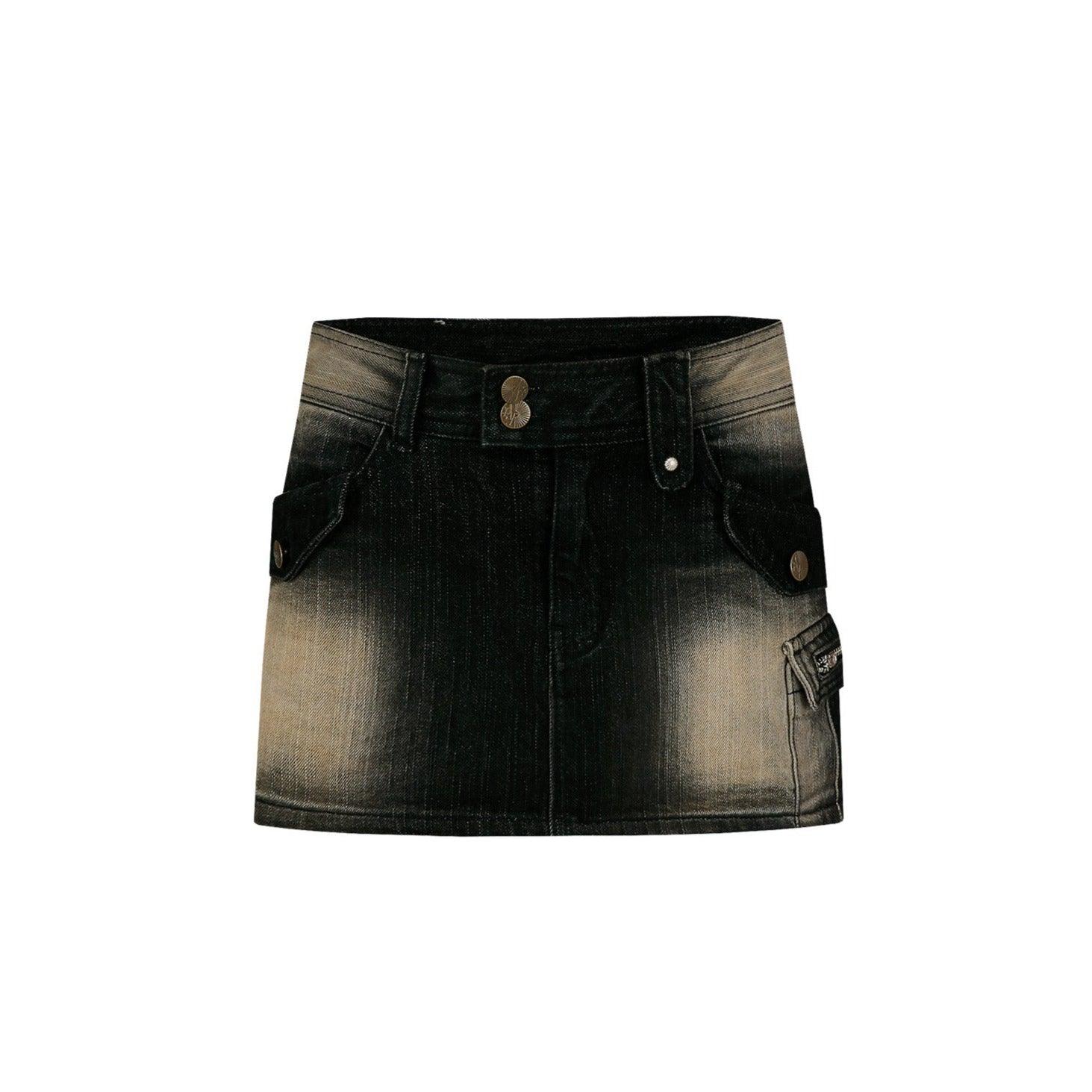 Low-Rise Denim Skirt in White