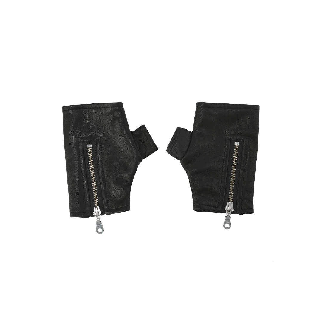 Fingerless Leather Zip Gloves