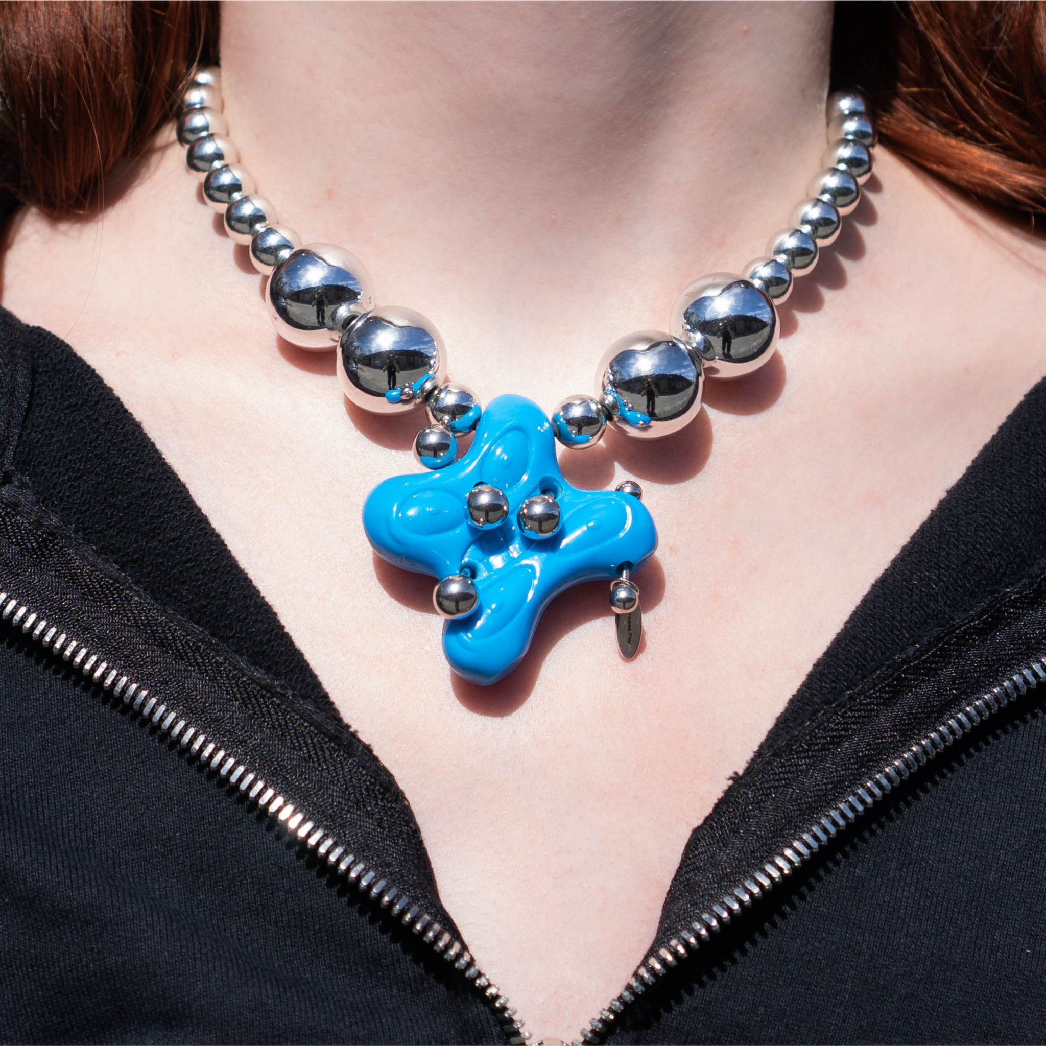 Big Blue Princess Plastic Necklace