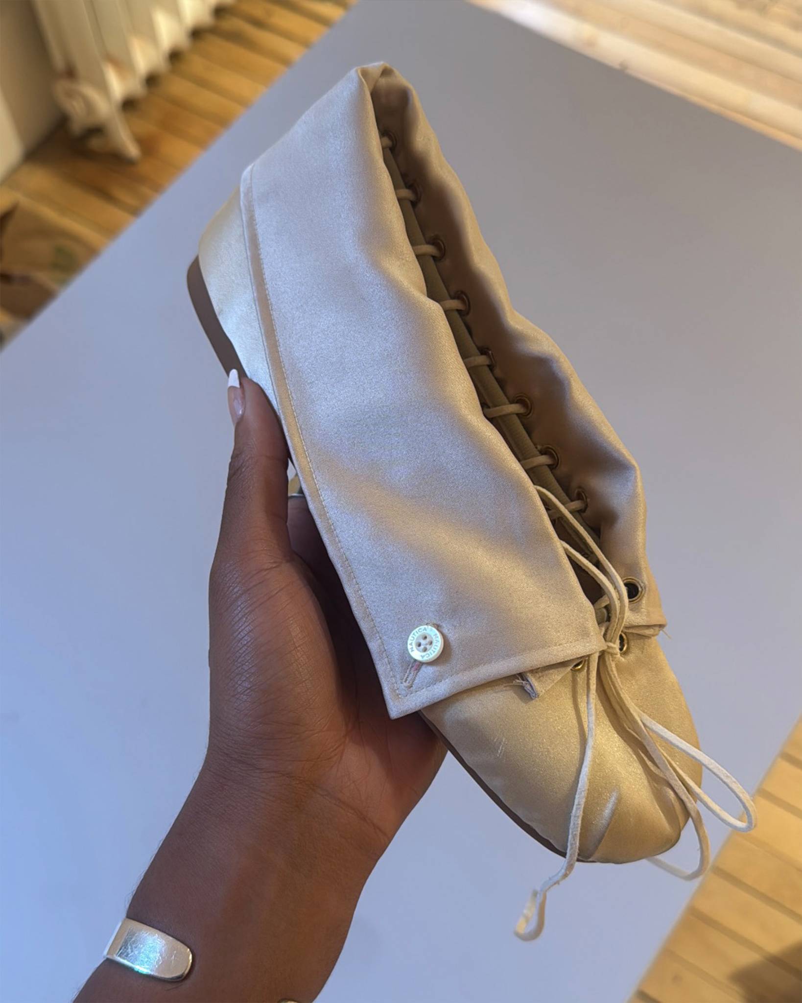 The Camille Ballerina Flat in Powder Gray