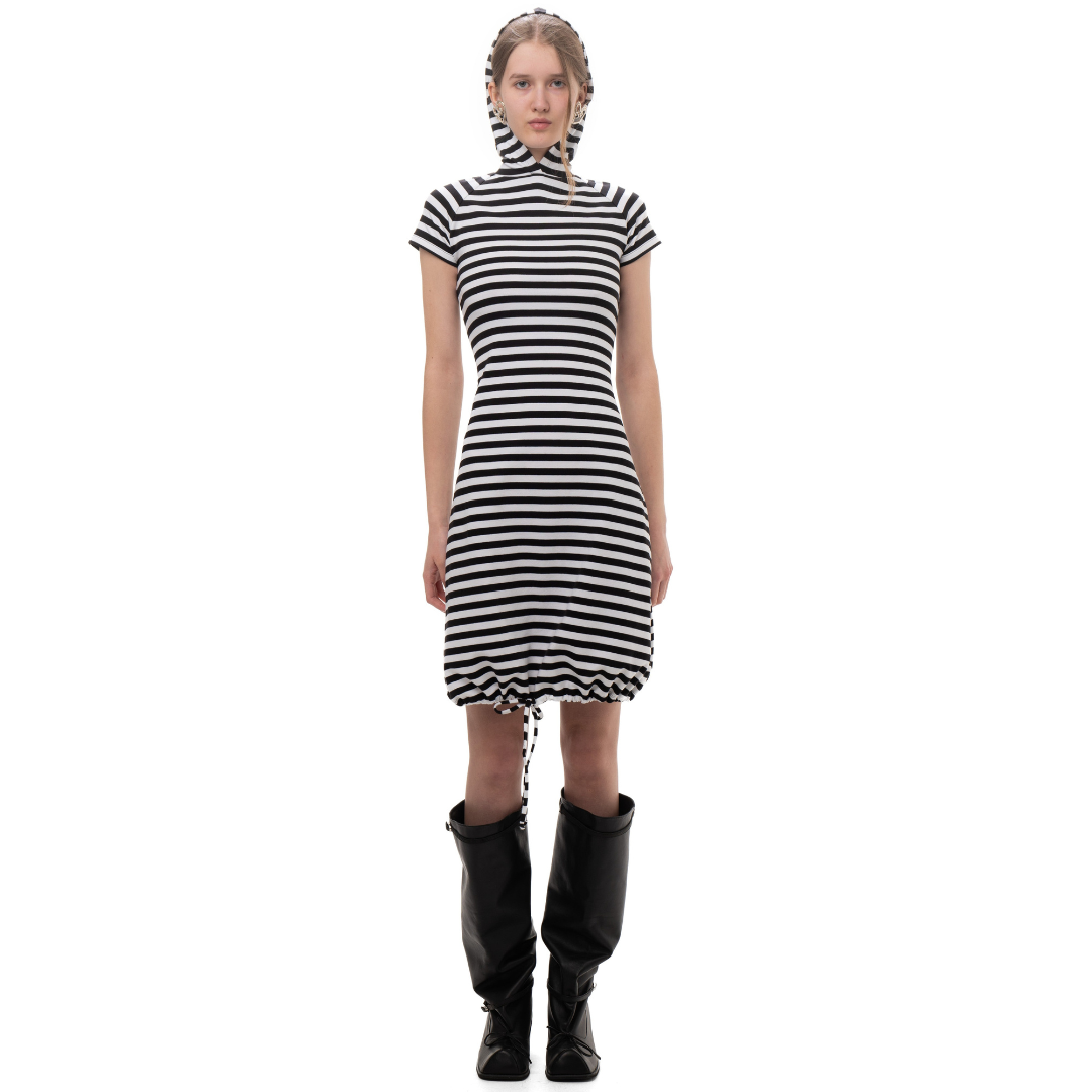 Hooded Striped Dress