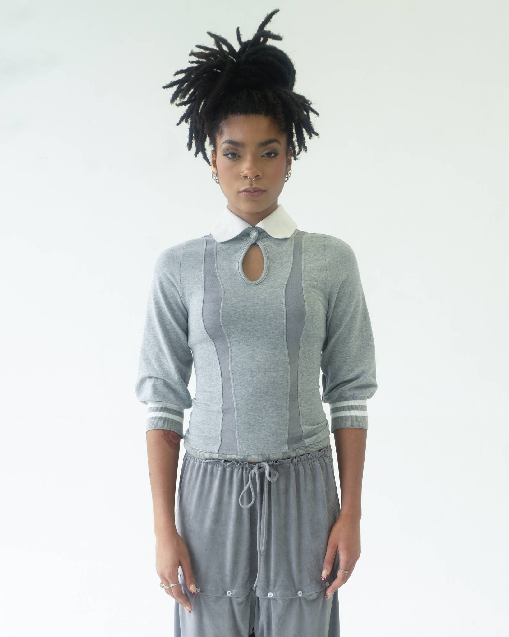 The Siren Polo Hoodie in Gray