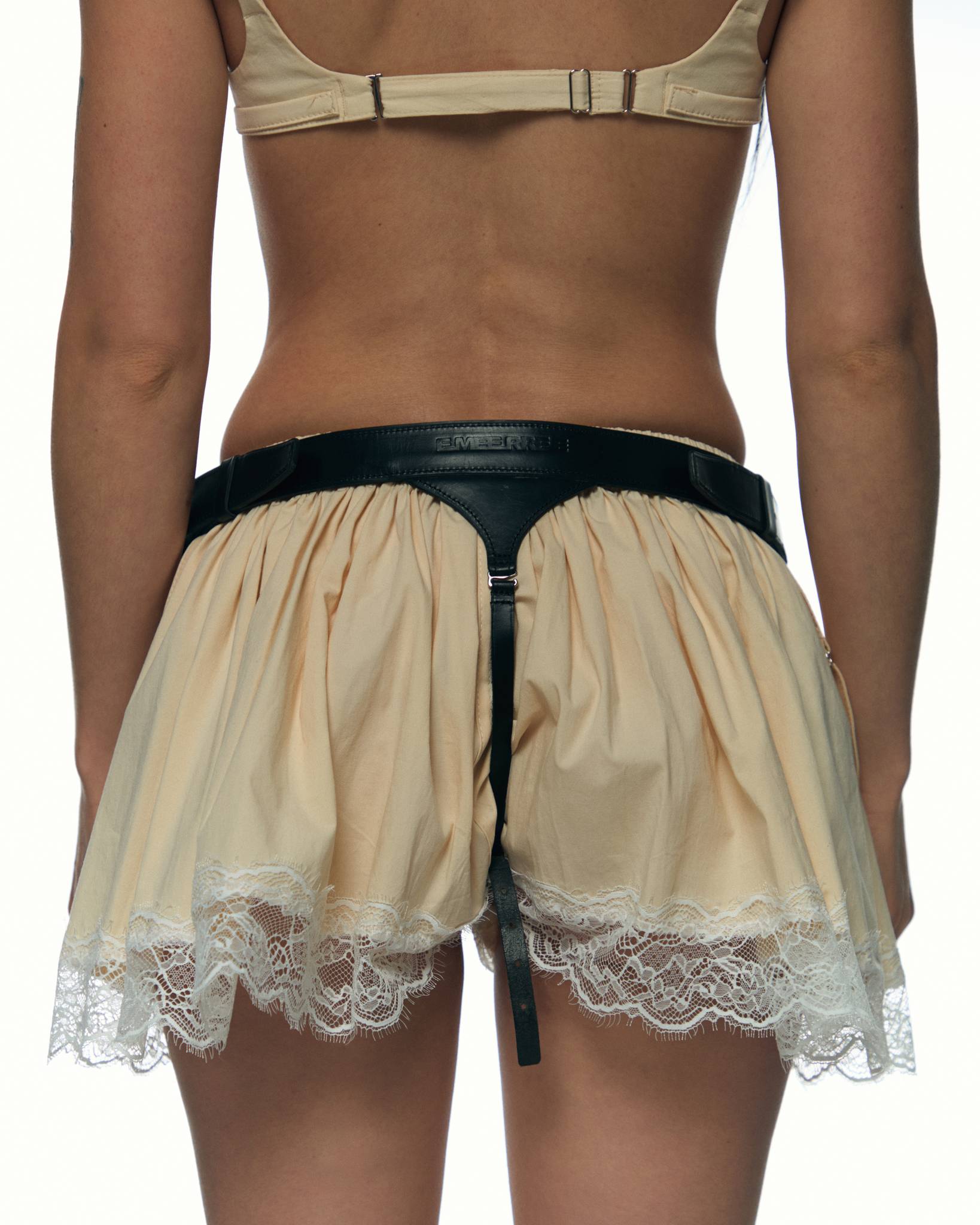 Beige Mini Skirt with Straps