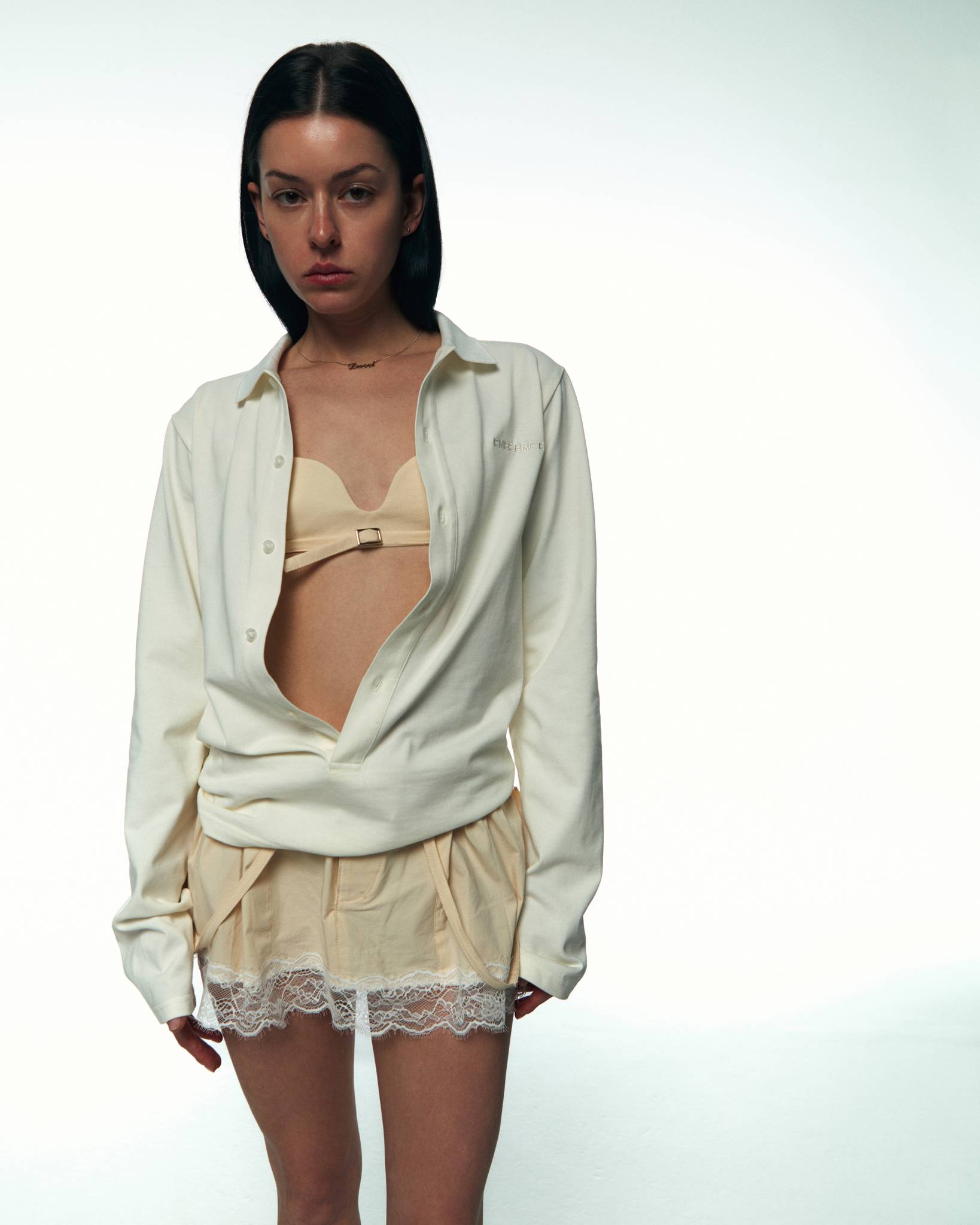 Beige Mini Skirt with Straps