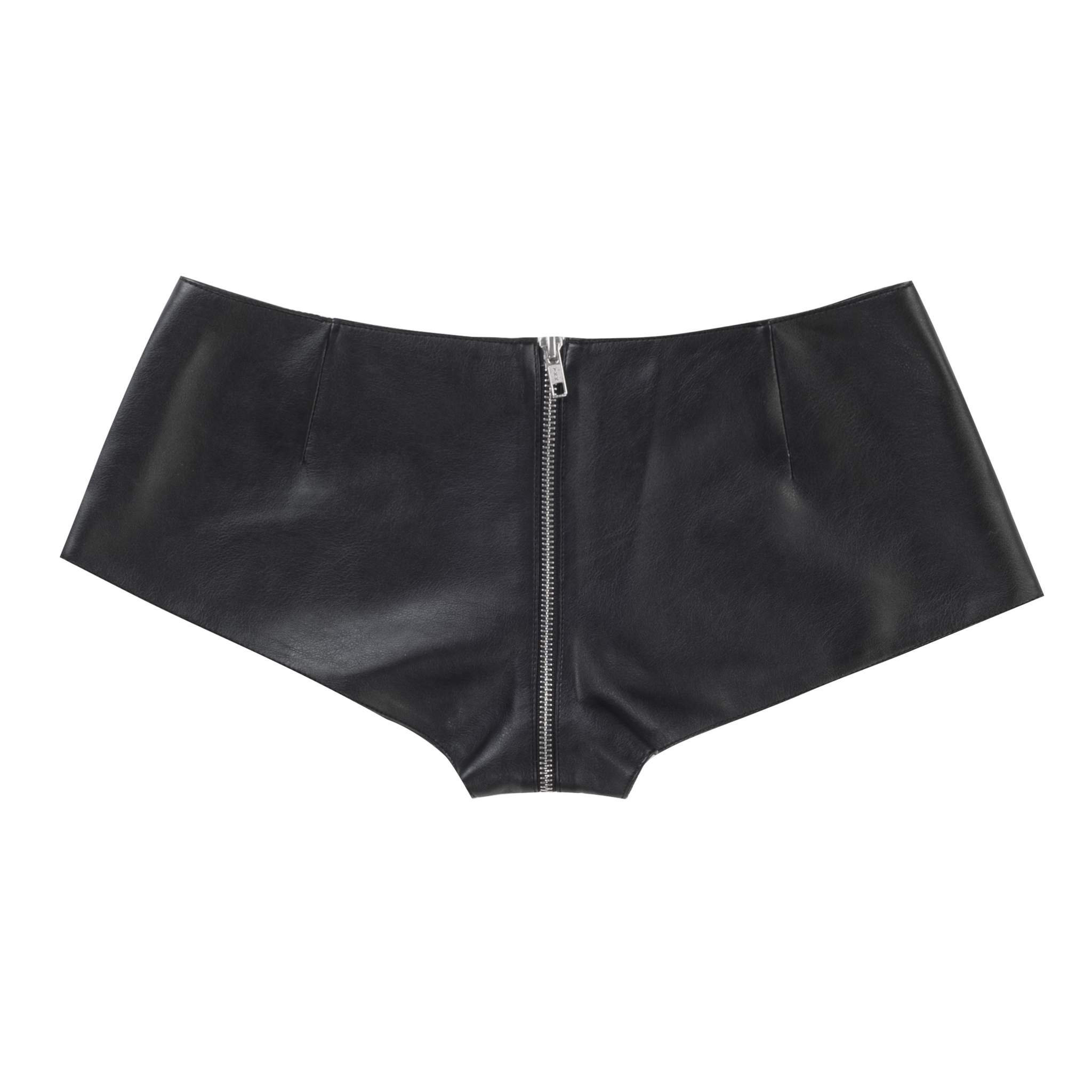 Zip Micro Shorts in Black Pleather