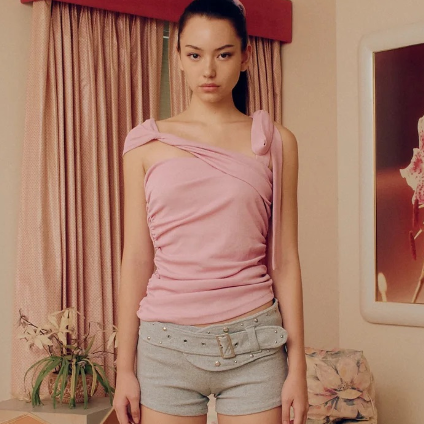 Heart Tie Asymmetric Top