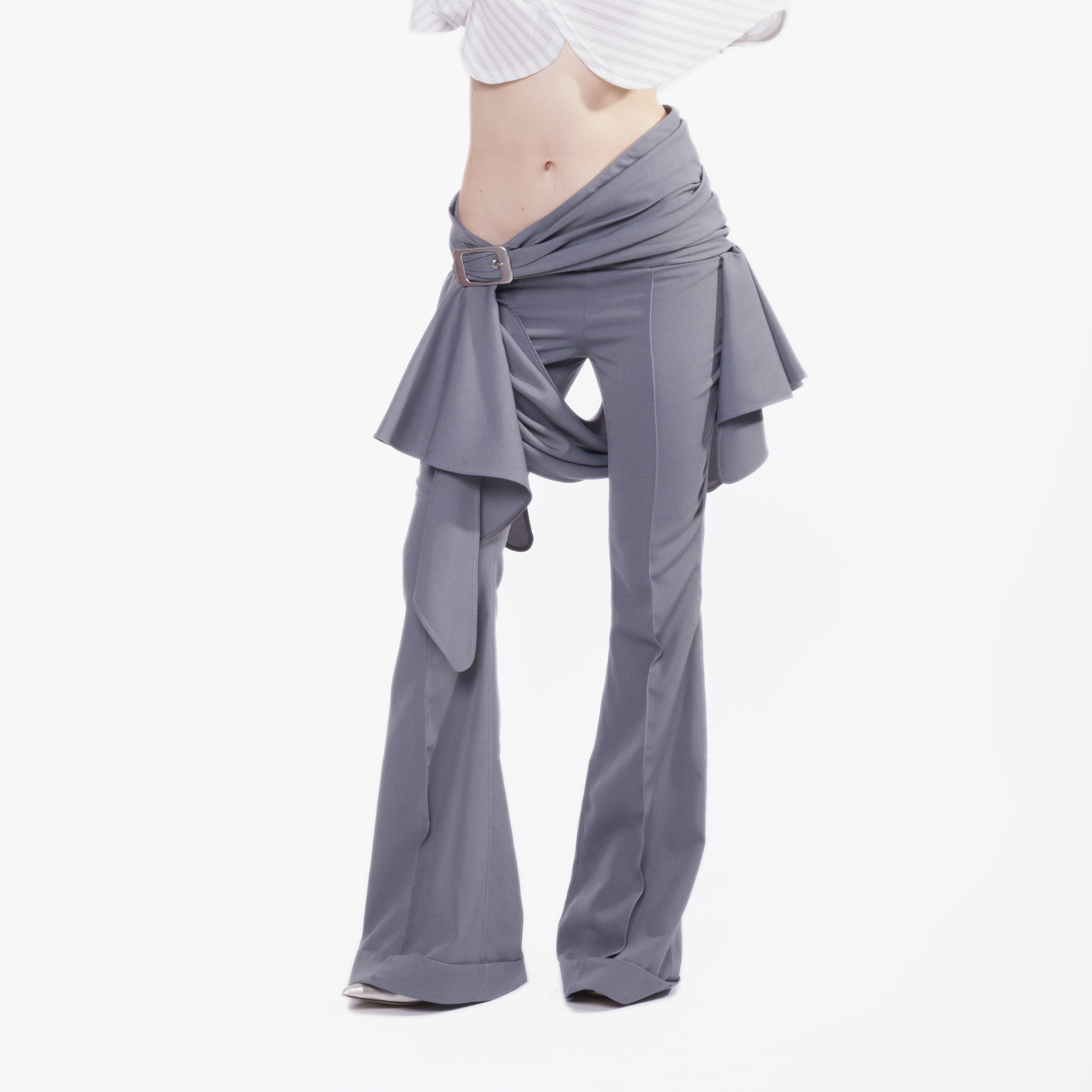 Draped Flare Trousers