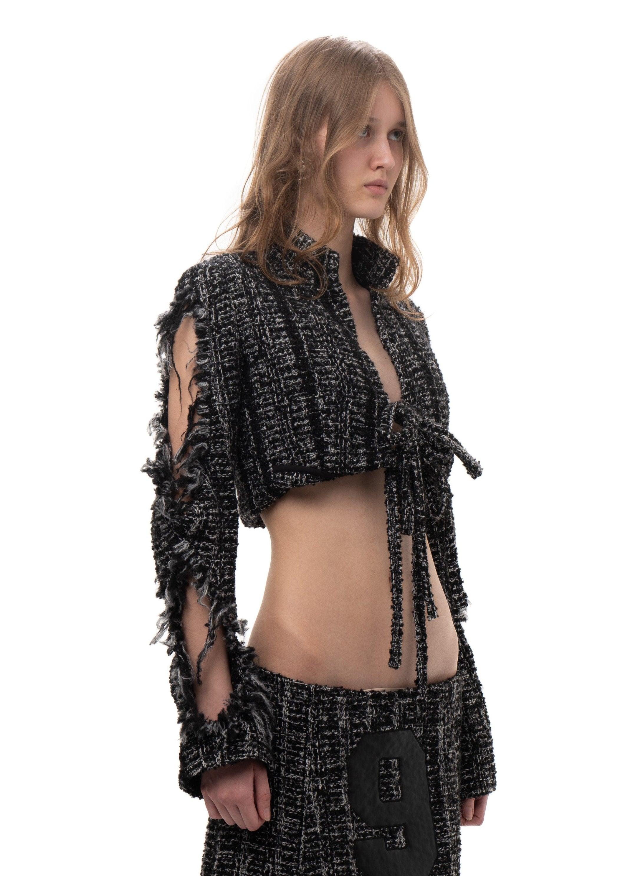 트위스트 슬리브 수트 재킷 숏