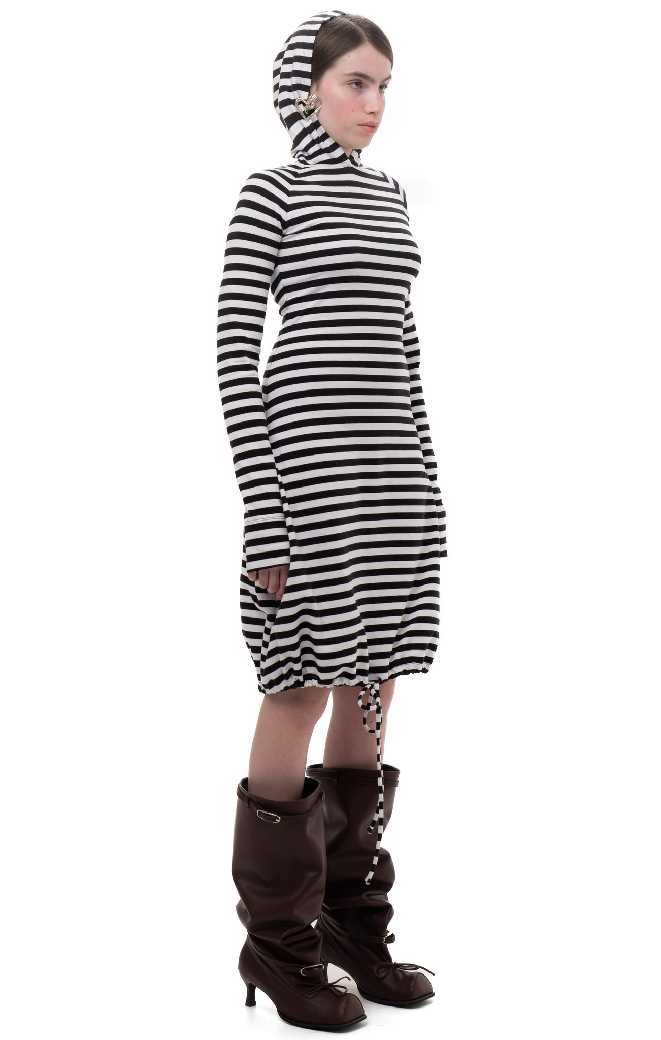 Hooded Striped Longsleeve Dress