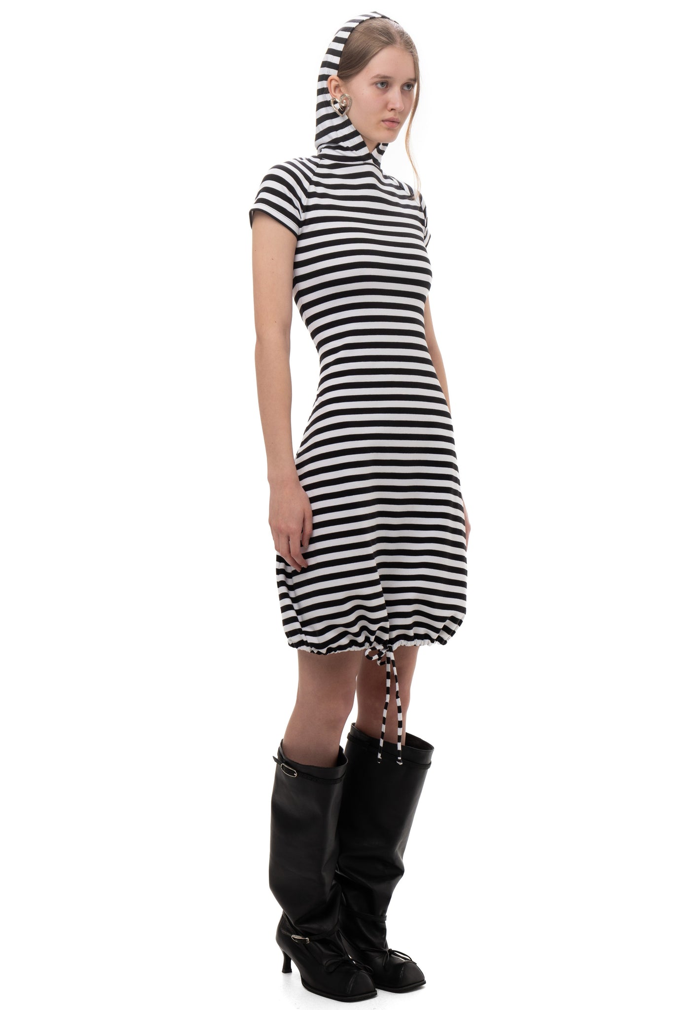 Hooded Striped Dress