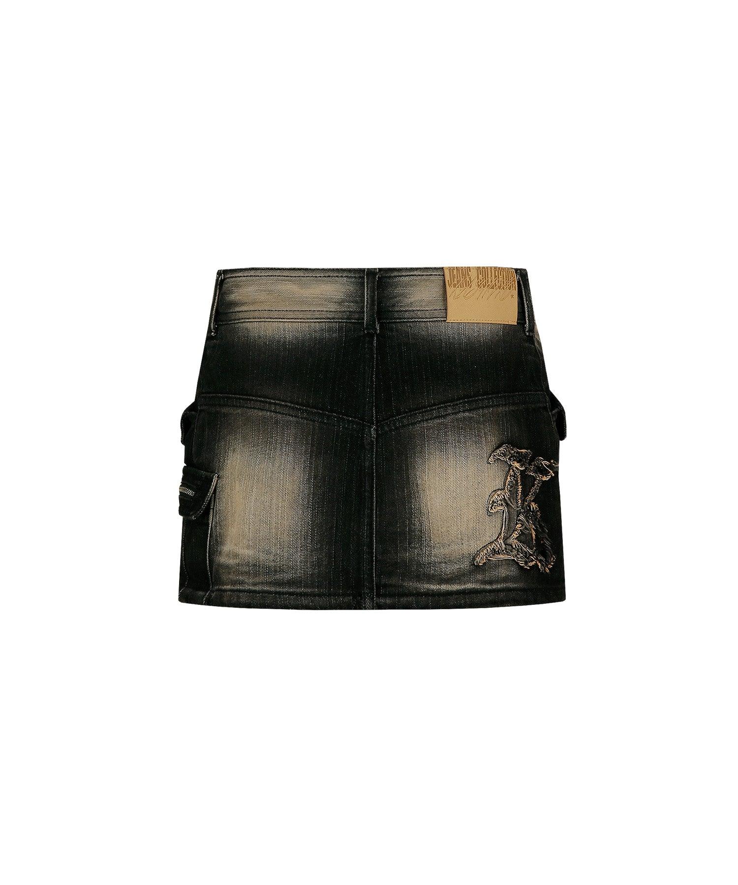 Low-Rise Denim Skirt in White