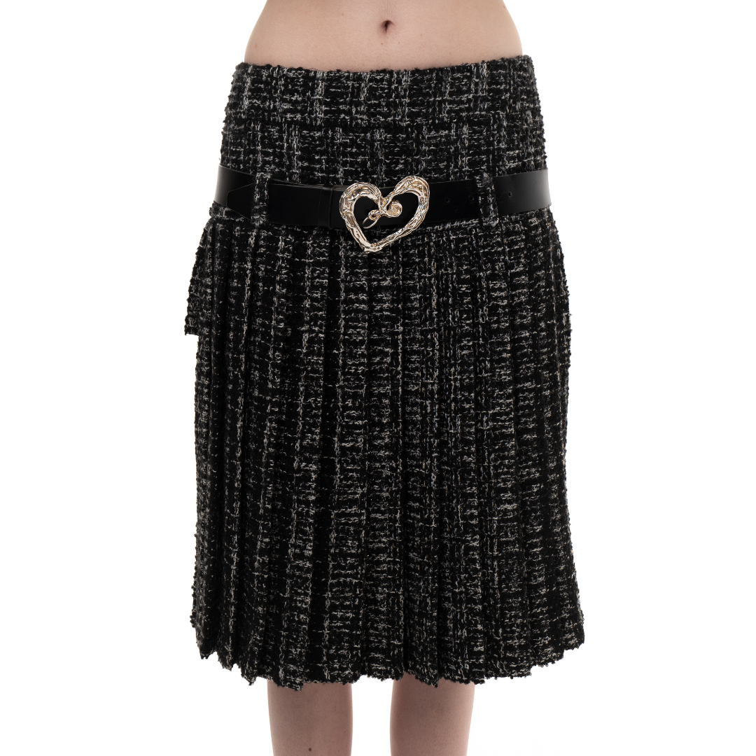 Pleated Midi/Mini Skirt Tweed