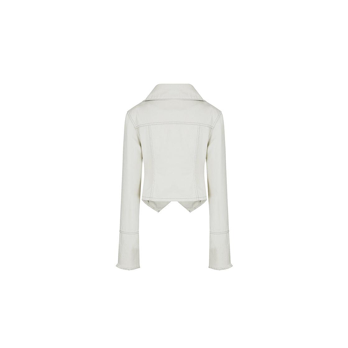 Denim Square Neck Trucker Jacket in White