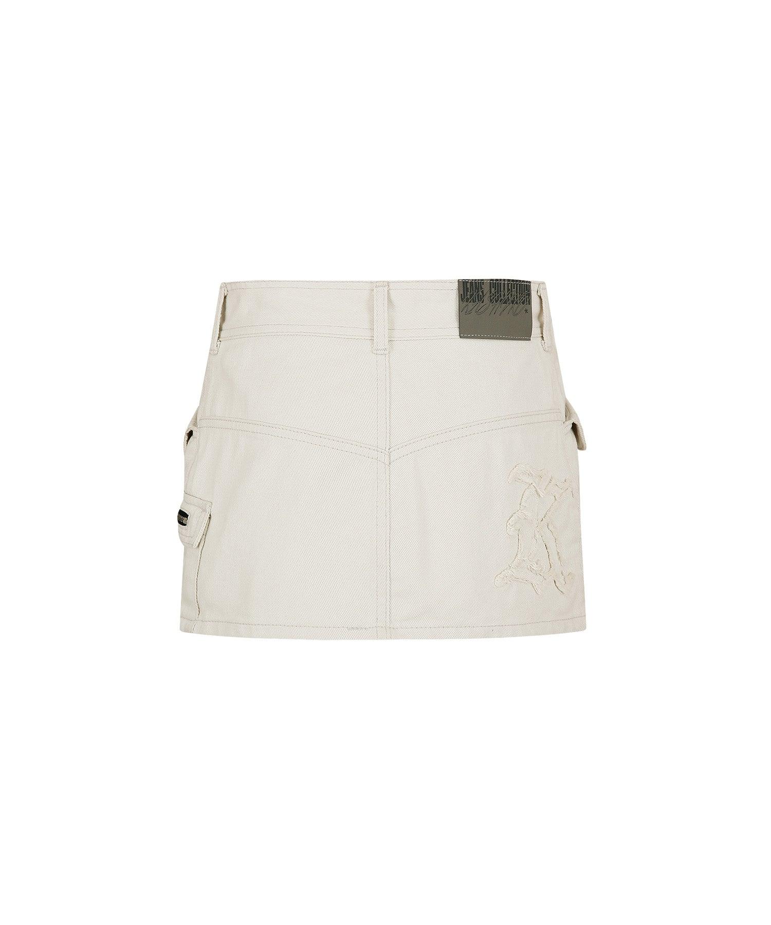 Low-Rise Denim Skirt in White