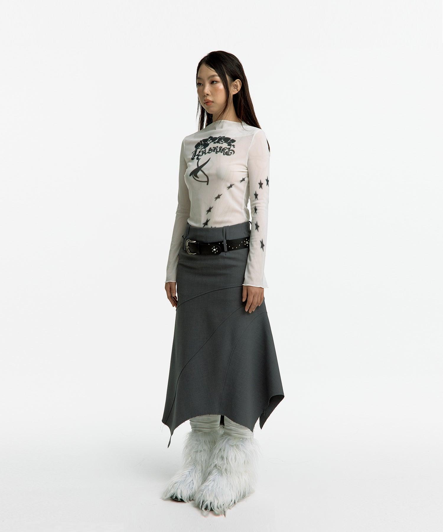 Paneled Gored Skirt in Black