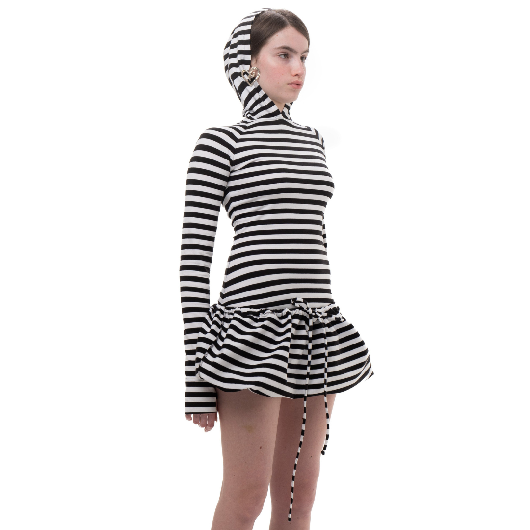 Hooded Striped Longsleeve Dress