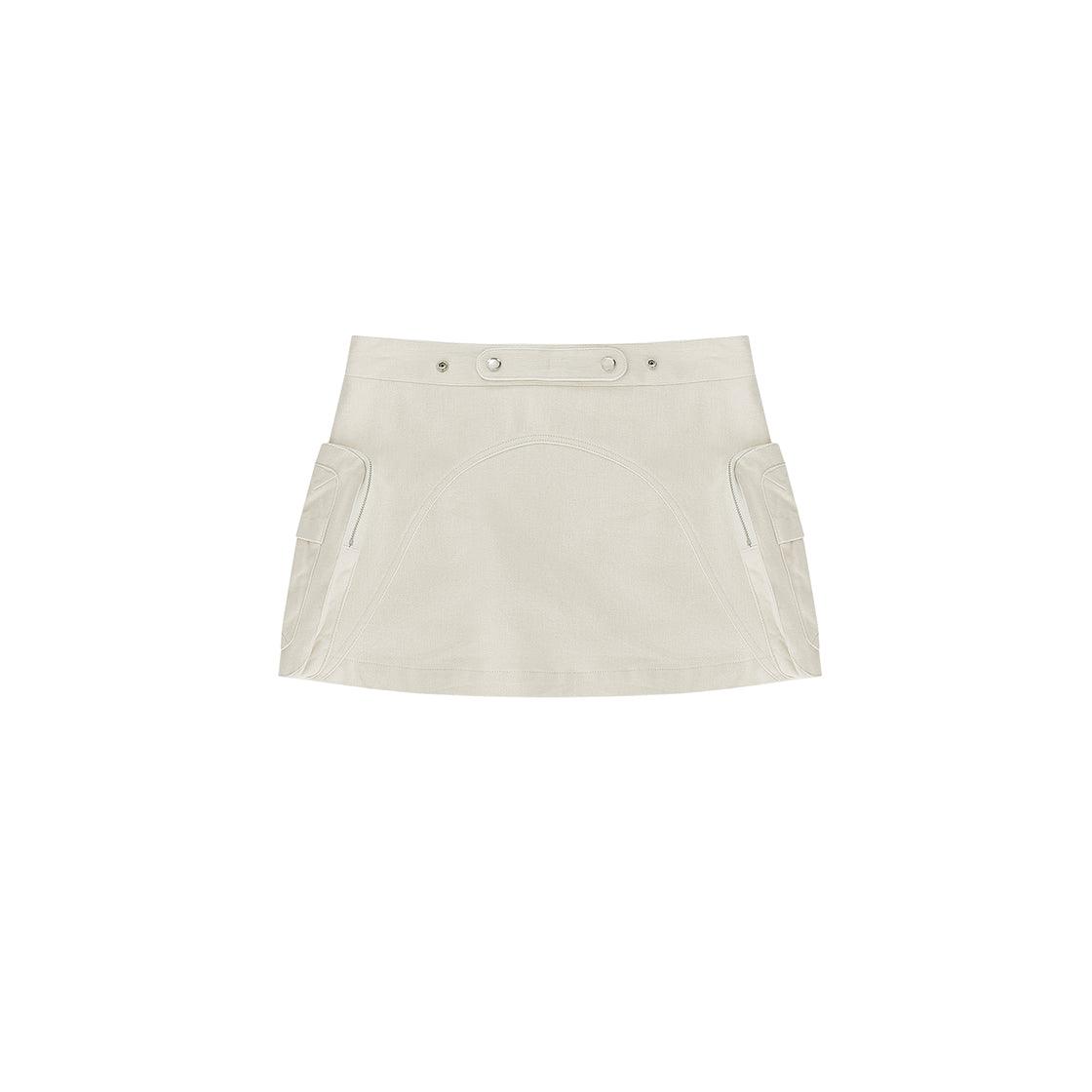 Fluffy Cargo Mini Skirt in Cream