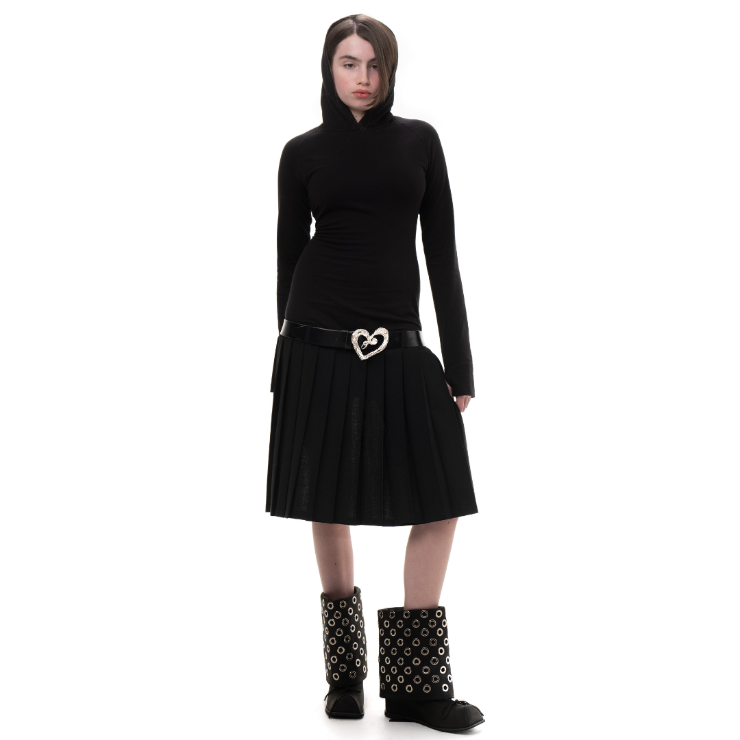 Hood Pleated Dress