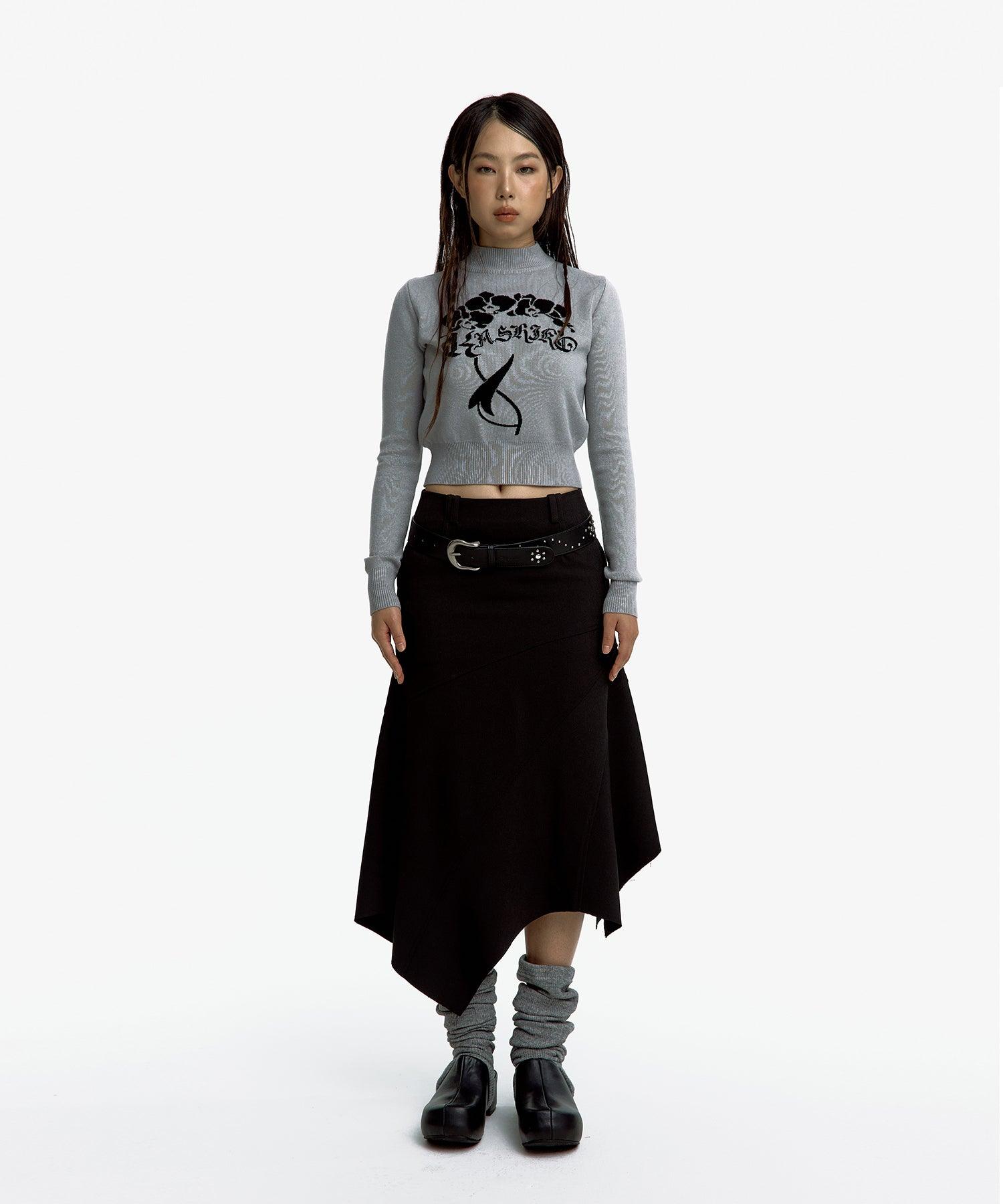 Paneled Gored Skirt in Red Brown