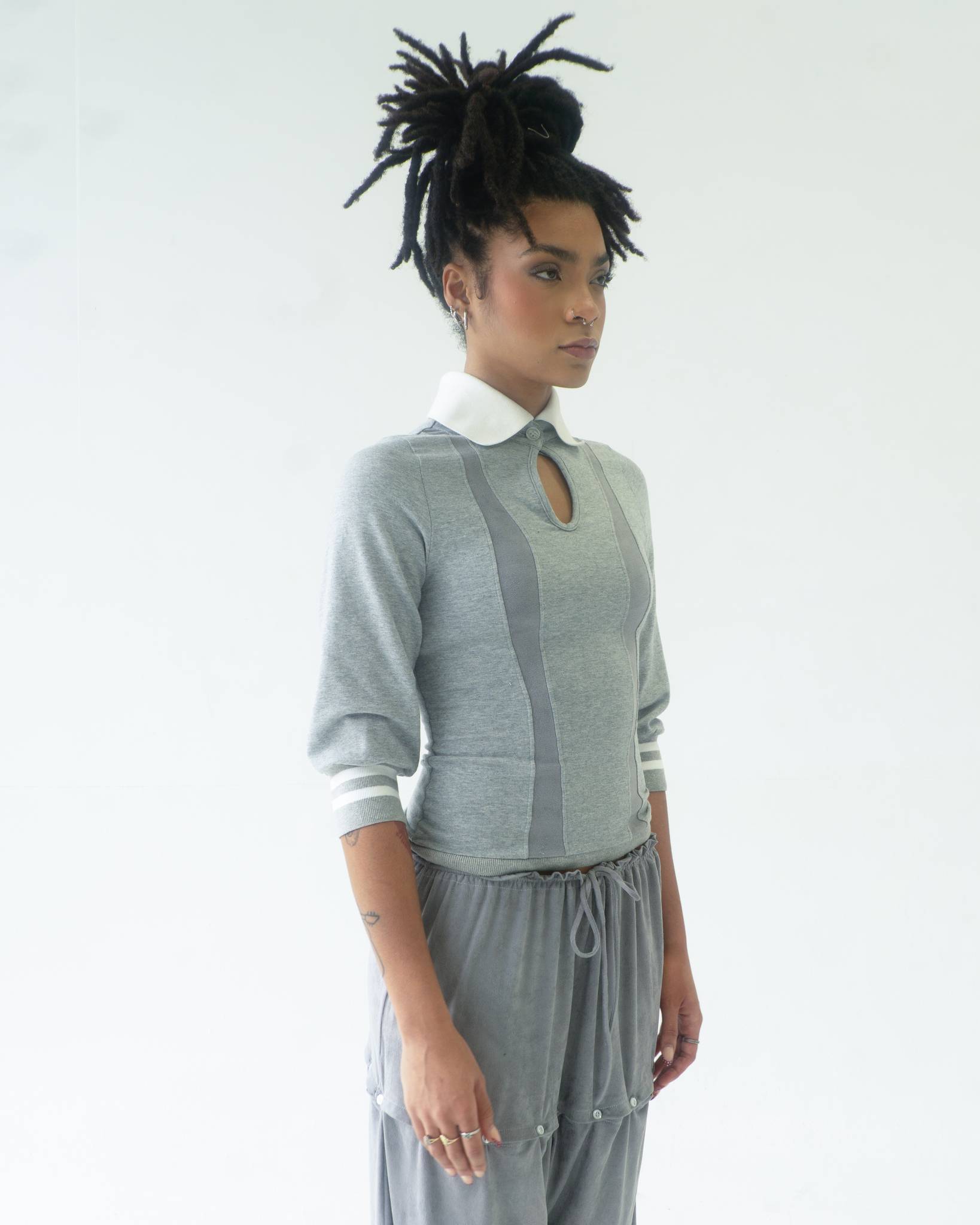 The Siren Polo Hoodie in Gray